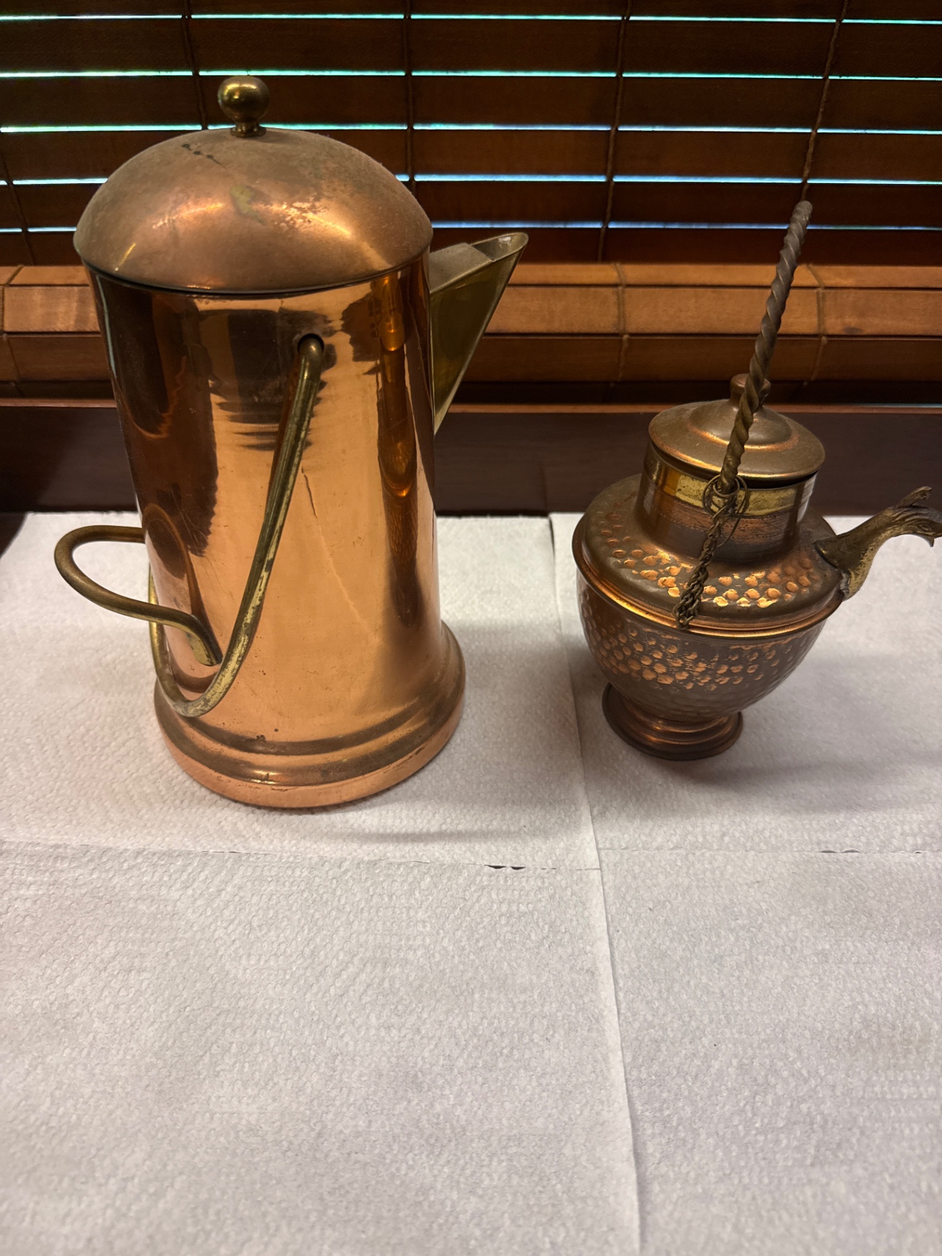Copper pitcher and hammered copper teapot - image 3 of 3