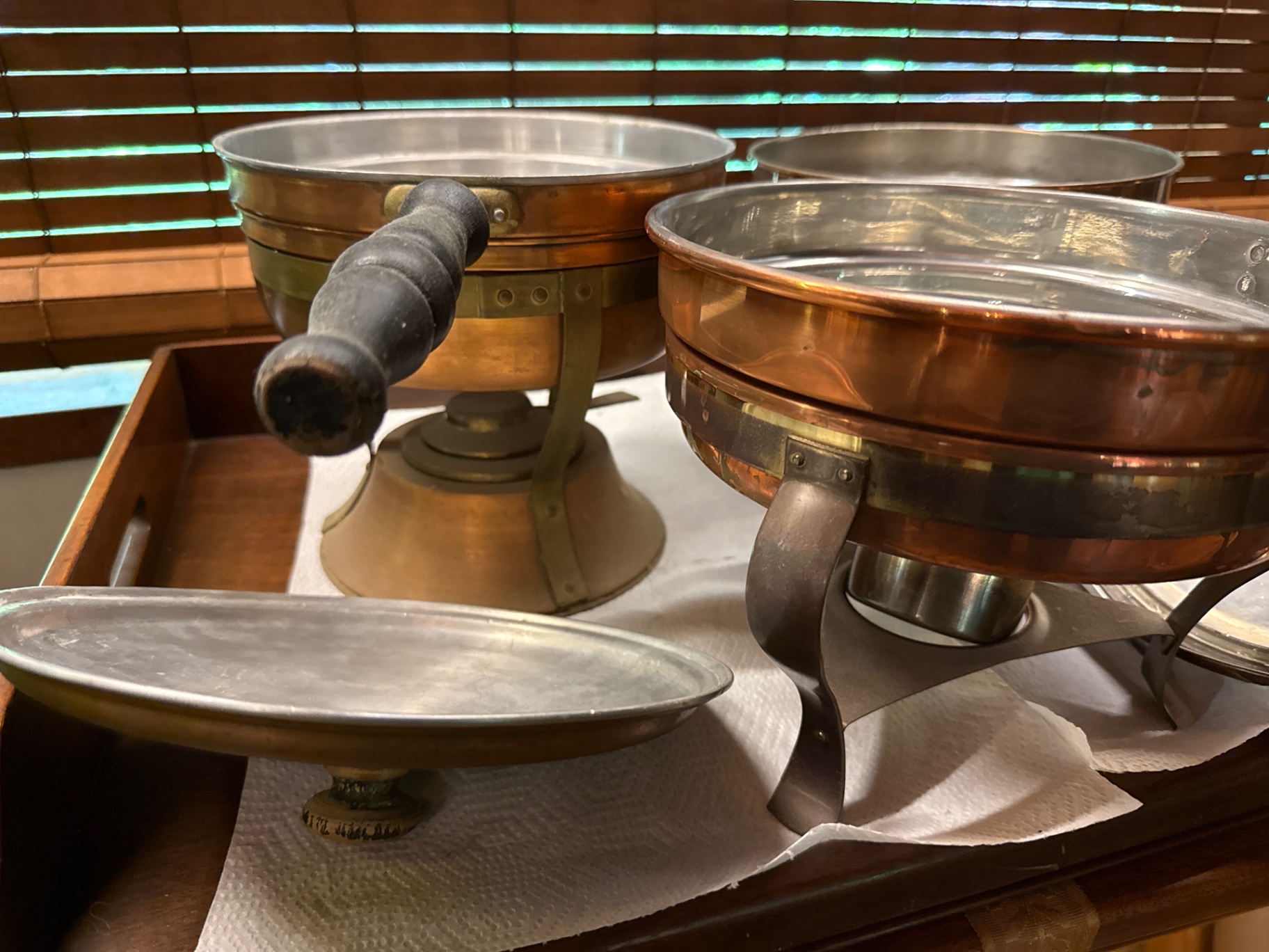 Set of vintage copper-bottom cookware with lids - image 4 of 5