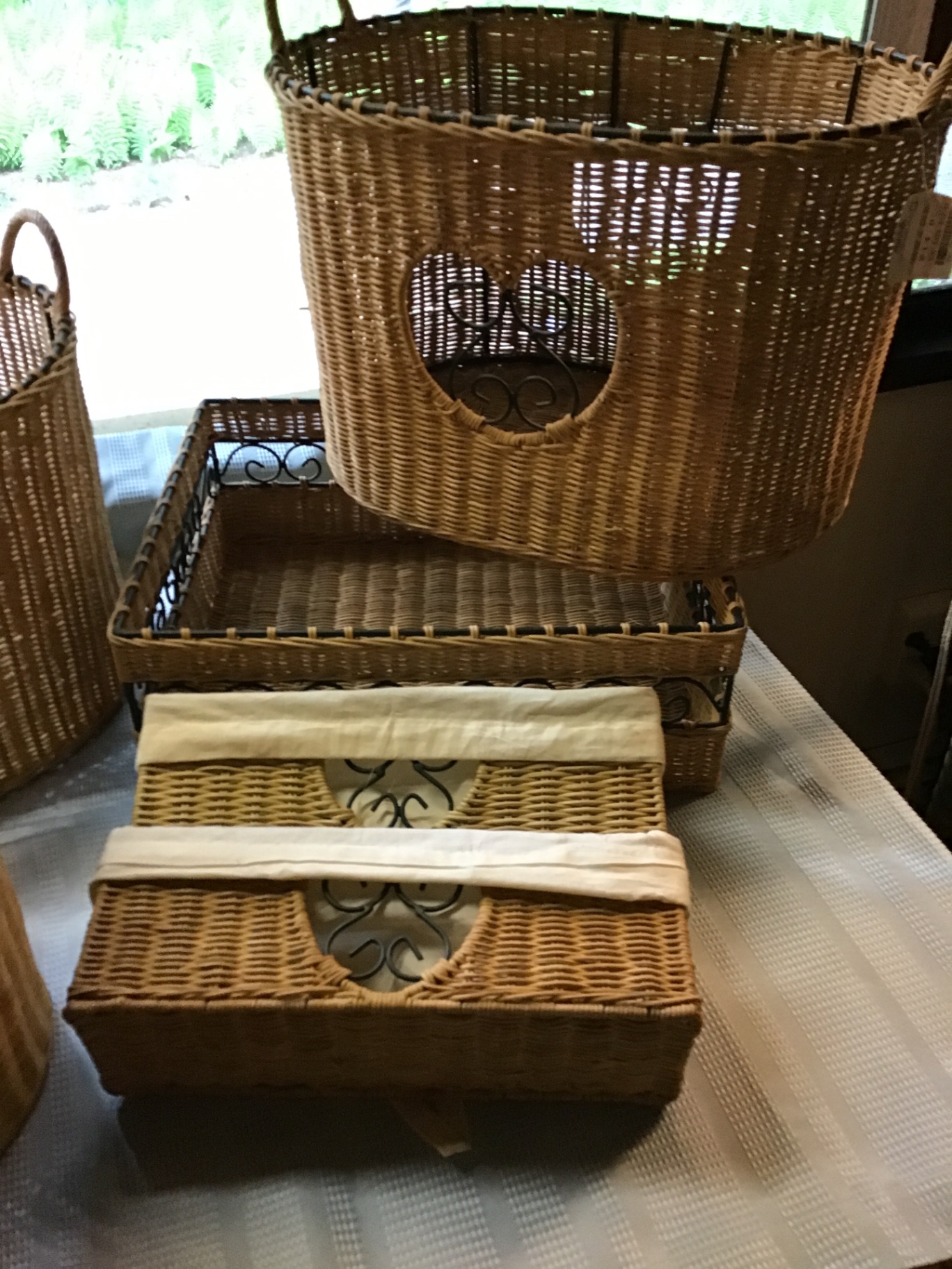 Wicker storage baskets with metal scroll accents - image 2 of 2