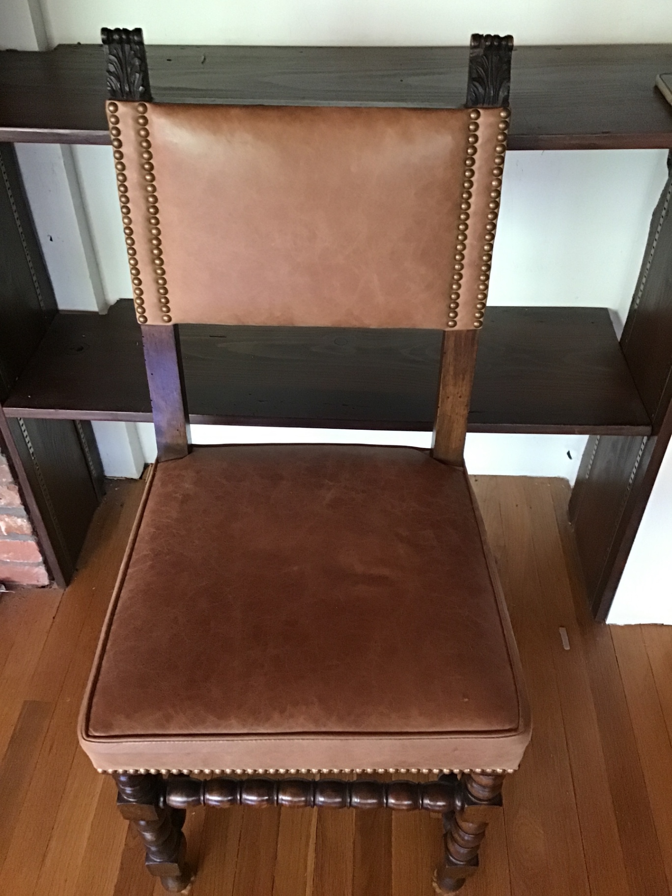 4 Leather-upholstered antique-style chairs $400 minimum bid - image 1 of 3