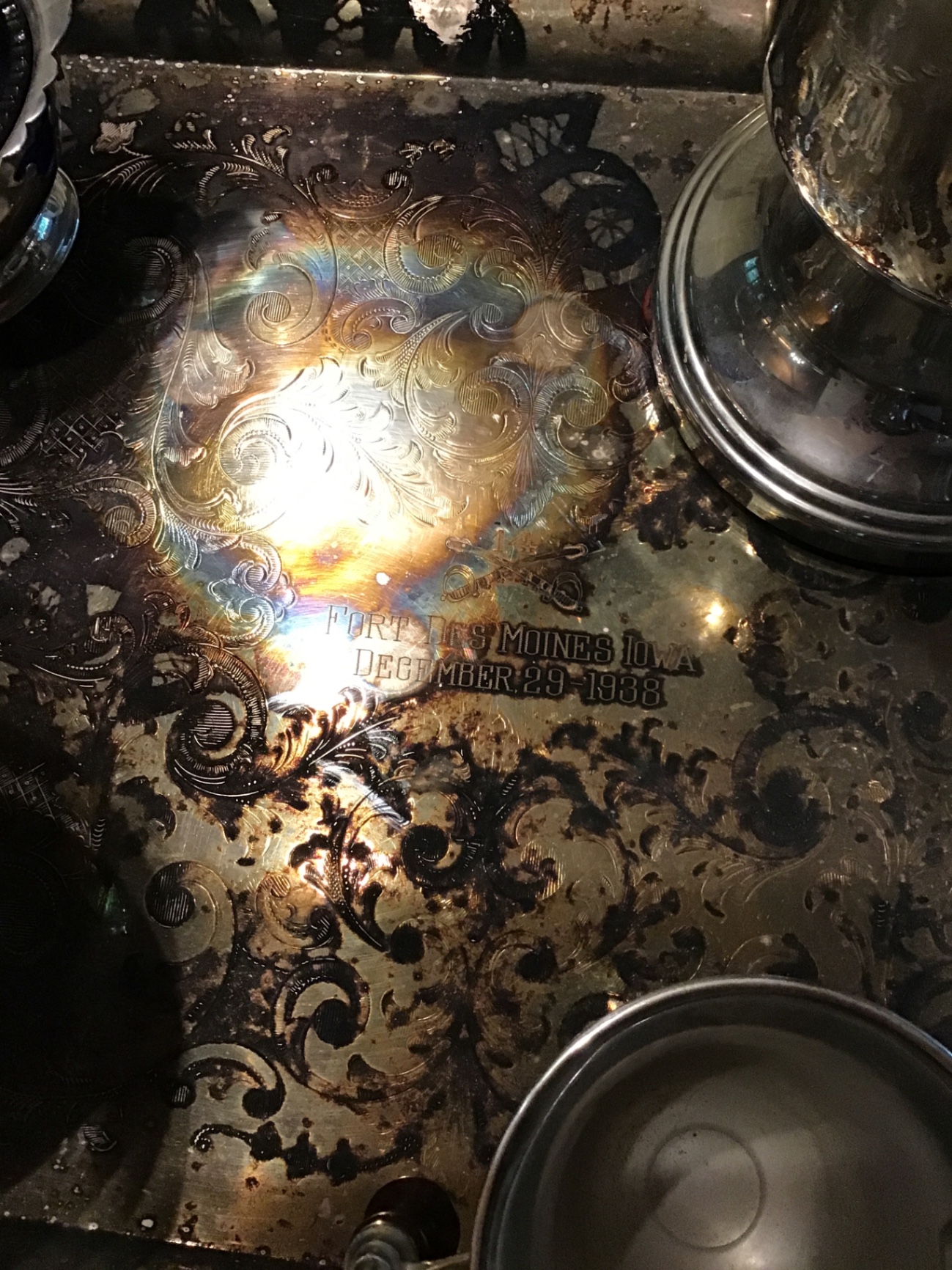 Antique silver tea service with samovar on ornate tray - image 2 of 4