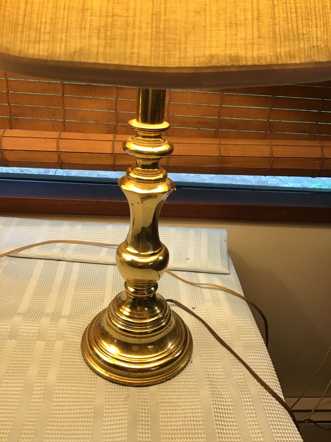 Pair of brass table lamps with pleated shades - image 4 of 4