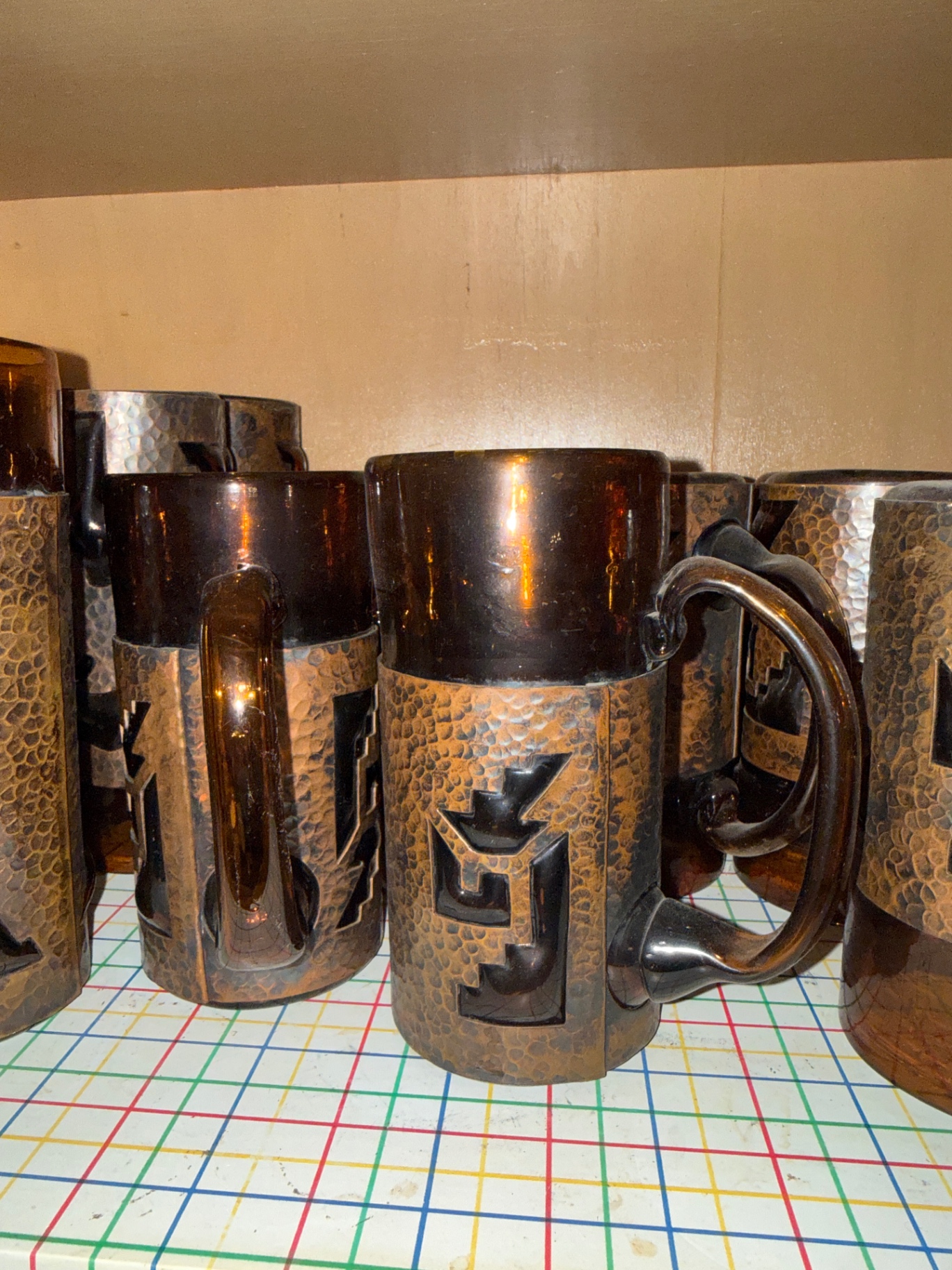 Hammered-metal beer steins with dark tops - image 4 of 4