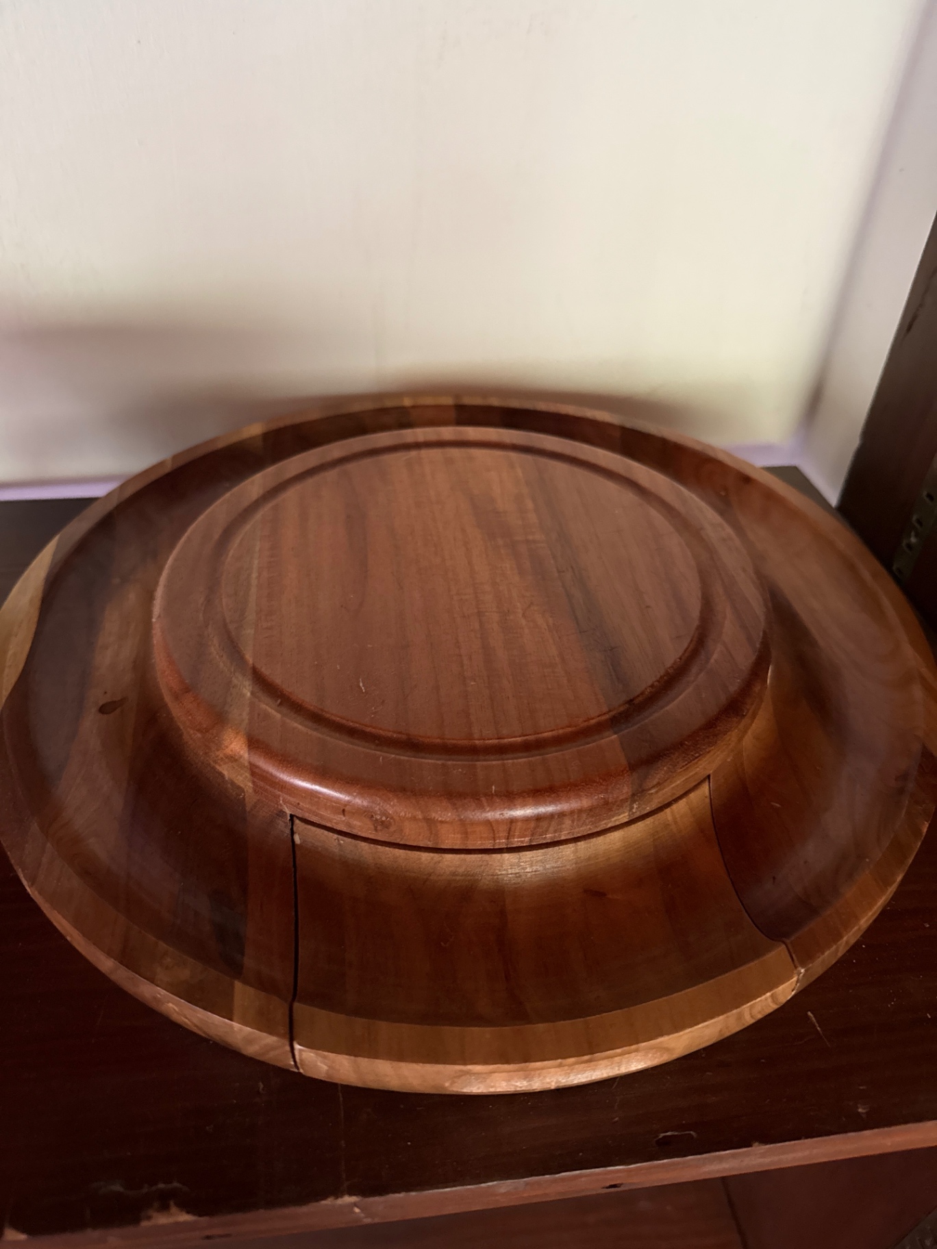 Granite mortar and pestle with round wooden serving tray - image 3 of 4