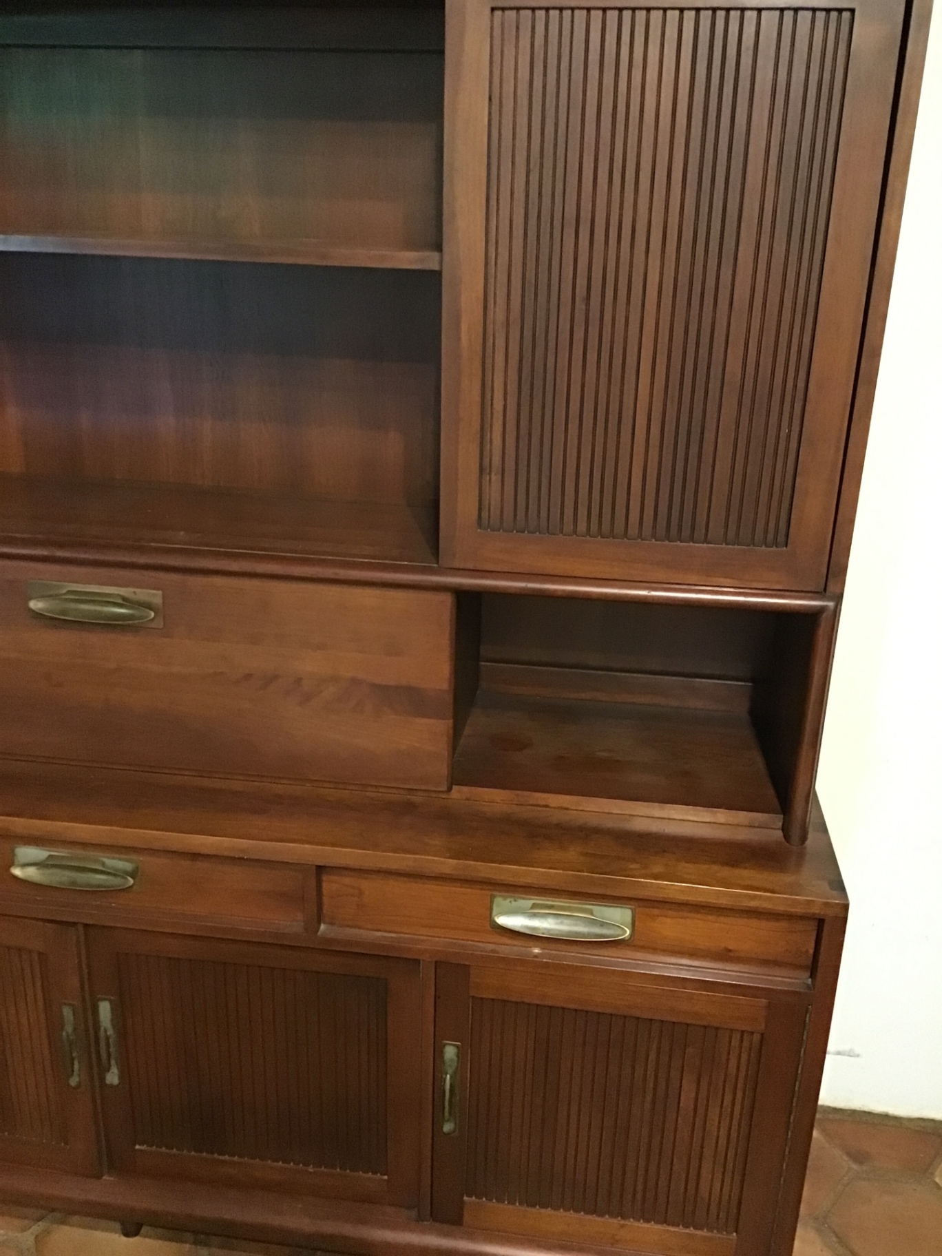 Wooden hutch cabinet with shelves and drawers 68x75x19 - image 2 of 4