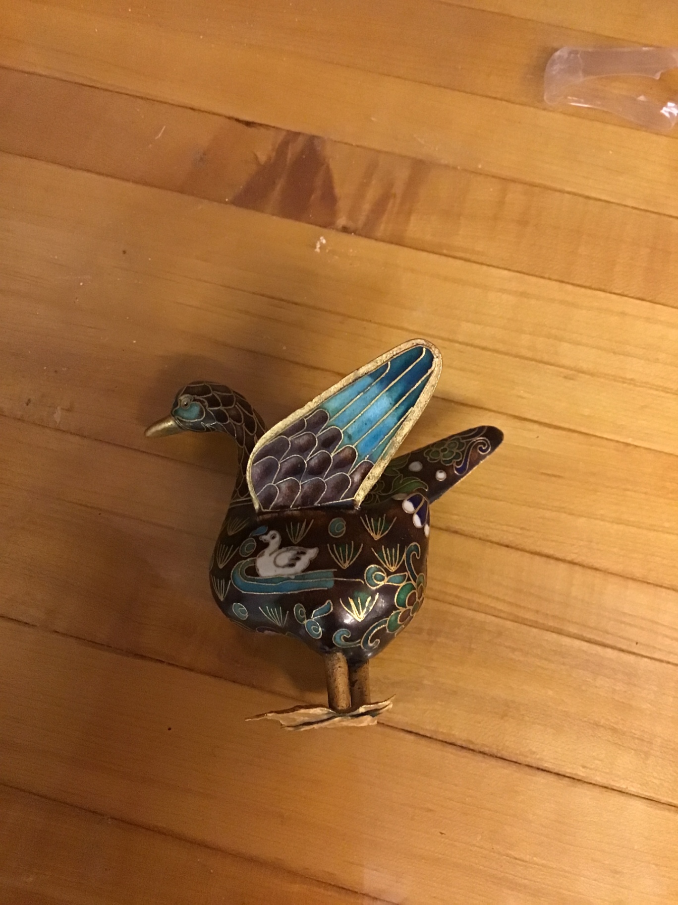 Cloisonné enamel bird figurine - image 3 of 3