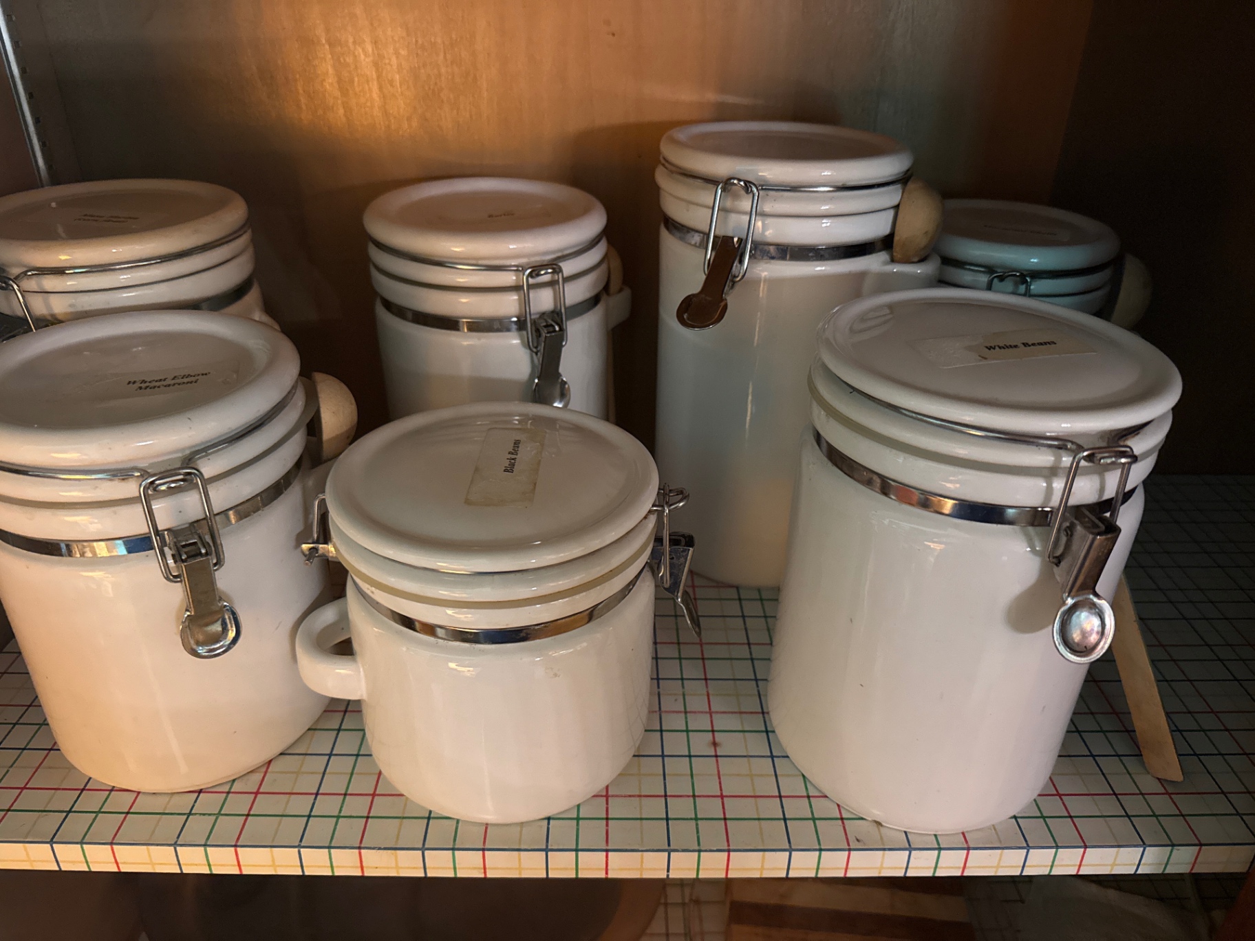 White ceramic canisters with clamp lids - image 2 of 2