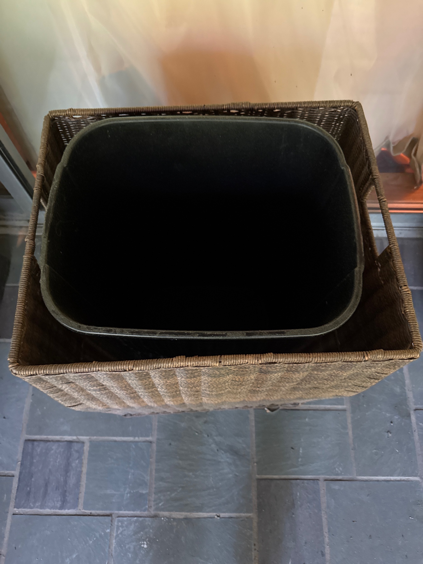 Rectangular wicker basket with plastic liner - image 2 of 2