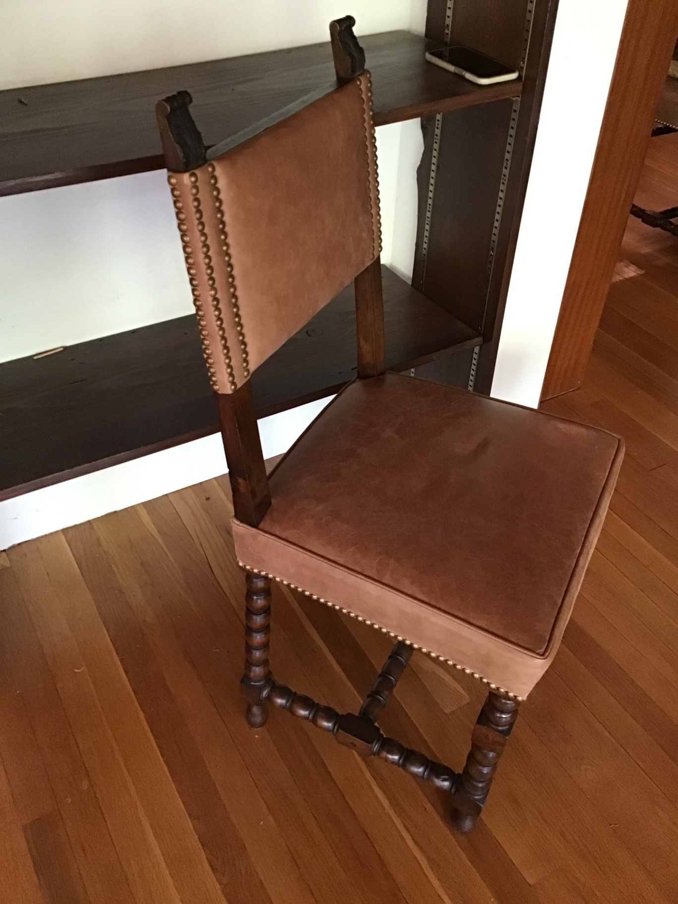 4 Leather-upholstered antique-style chairs $400 minimum bid - image 2 of 3