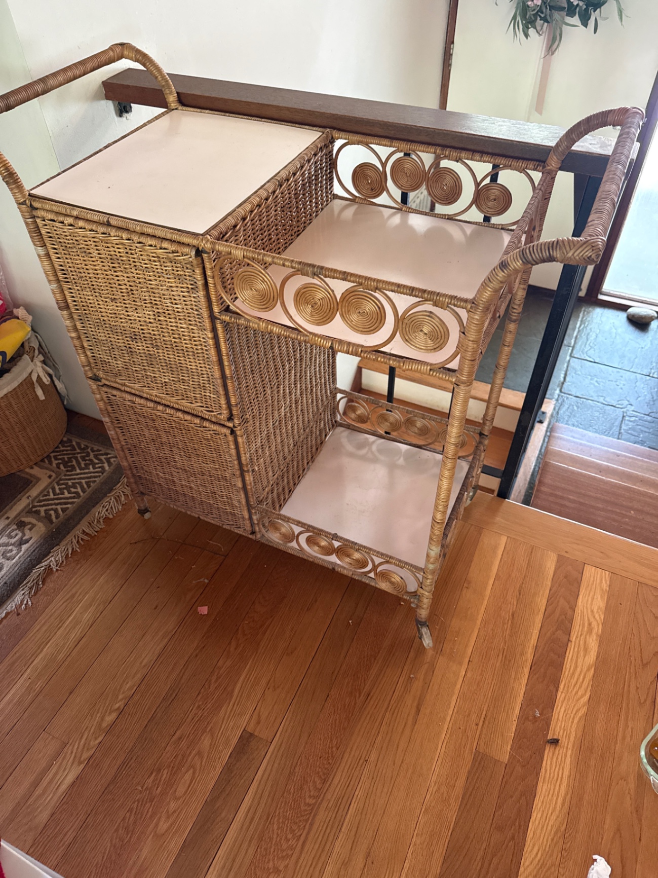 Wicker Bar Cart with Shelves - image 1 of 3