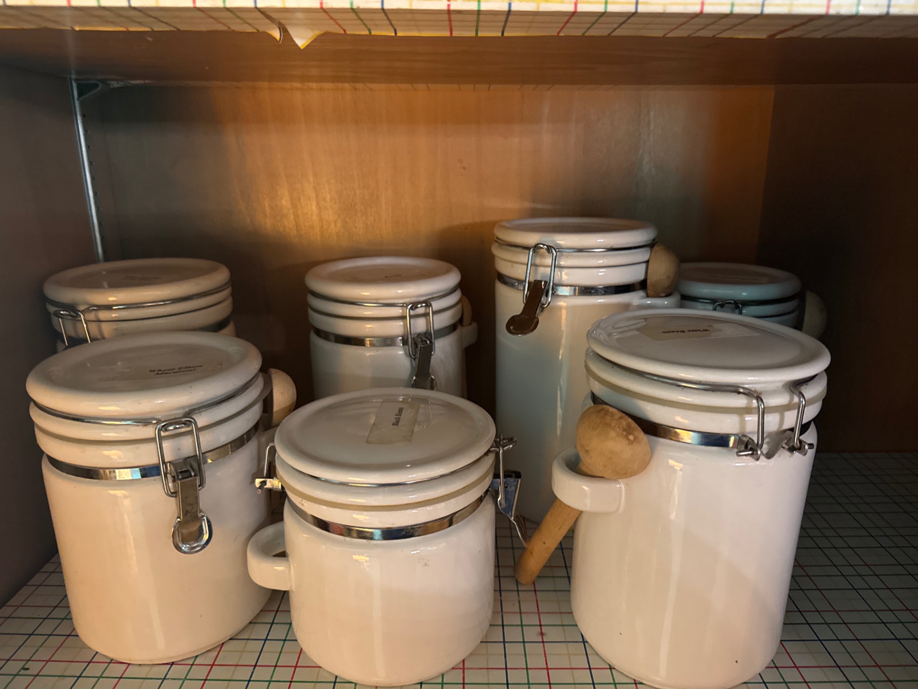 White ceramic canisters with clamp lids - image 1 of 2