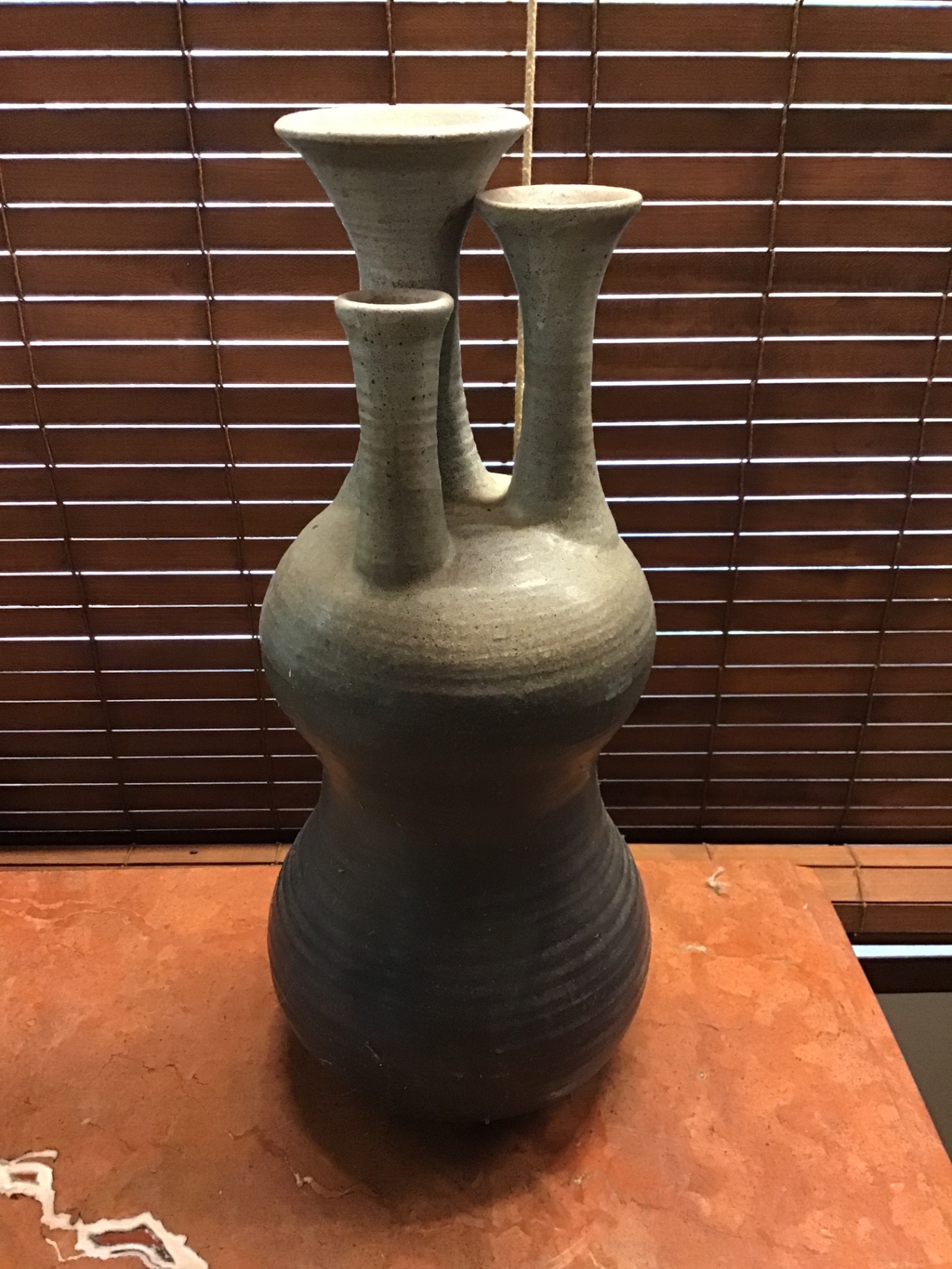 Triple-neck stoneware vase - image 1 of 1