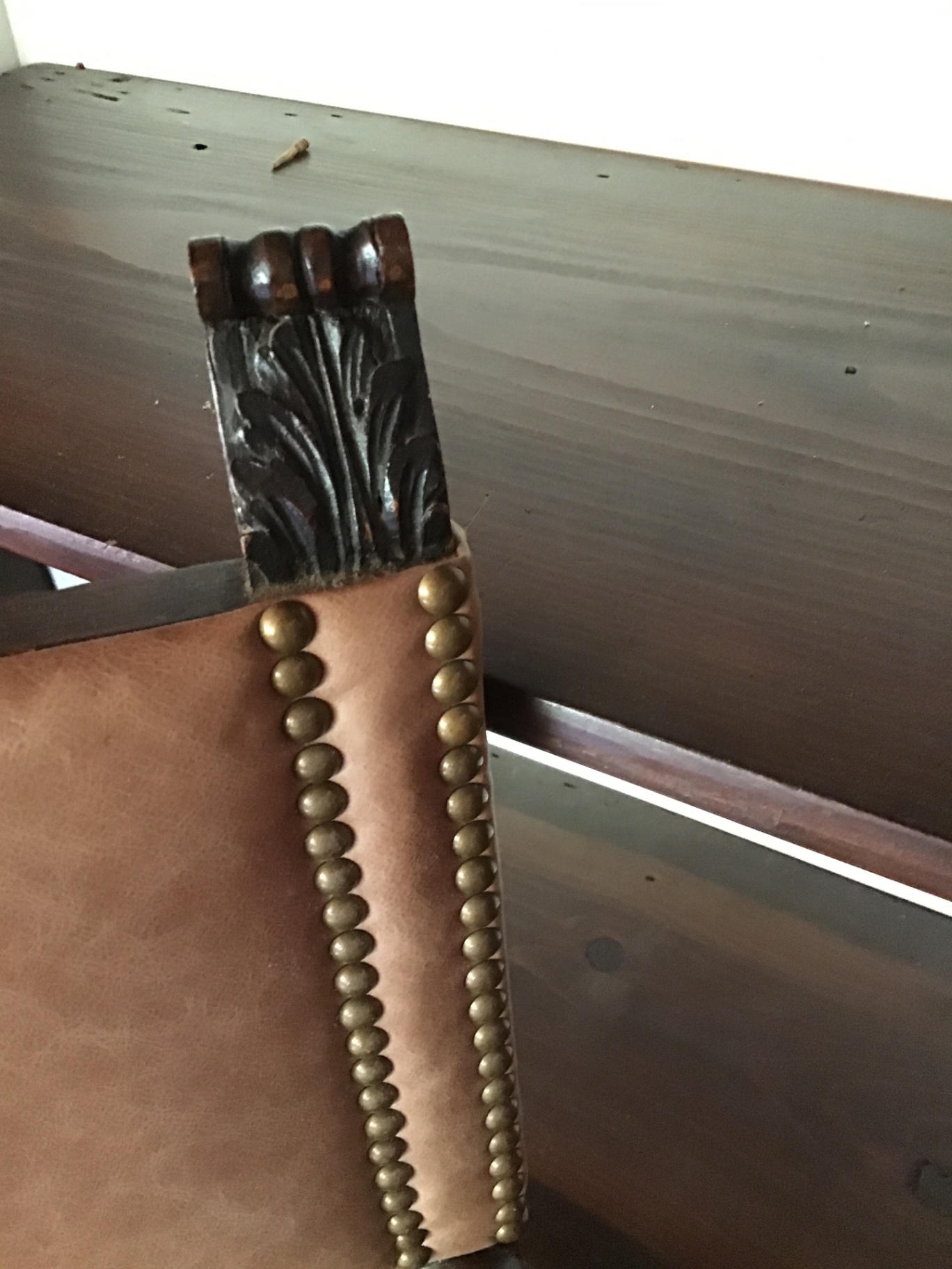 Vintage leather-armchair with dark wood minimum bid $500 - image 2 of 3