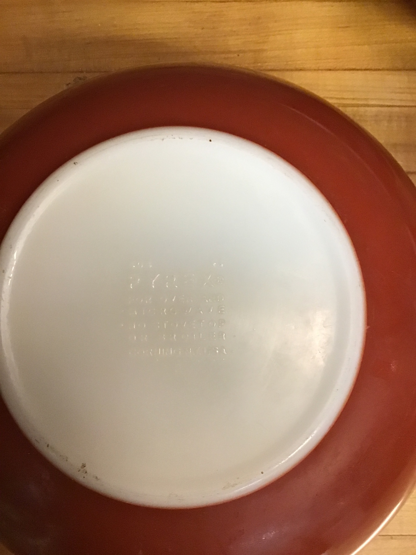 Set of three red PYREX exterior ceramic bowls - image 2 of 2