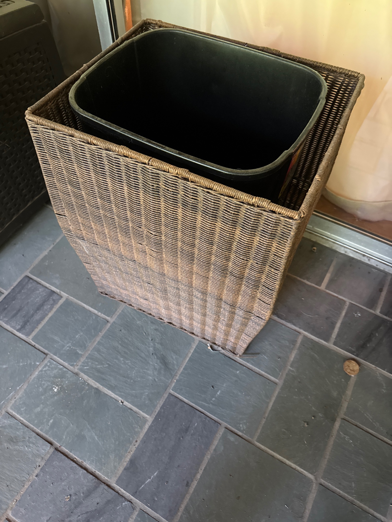 Rectangular wicker  bin with liner - image 2 of 2