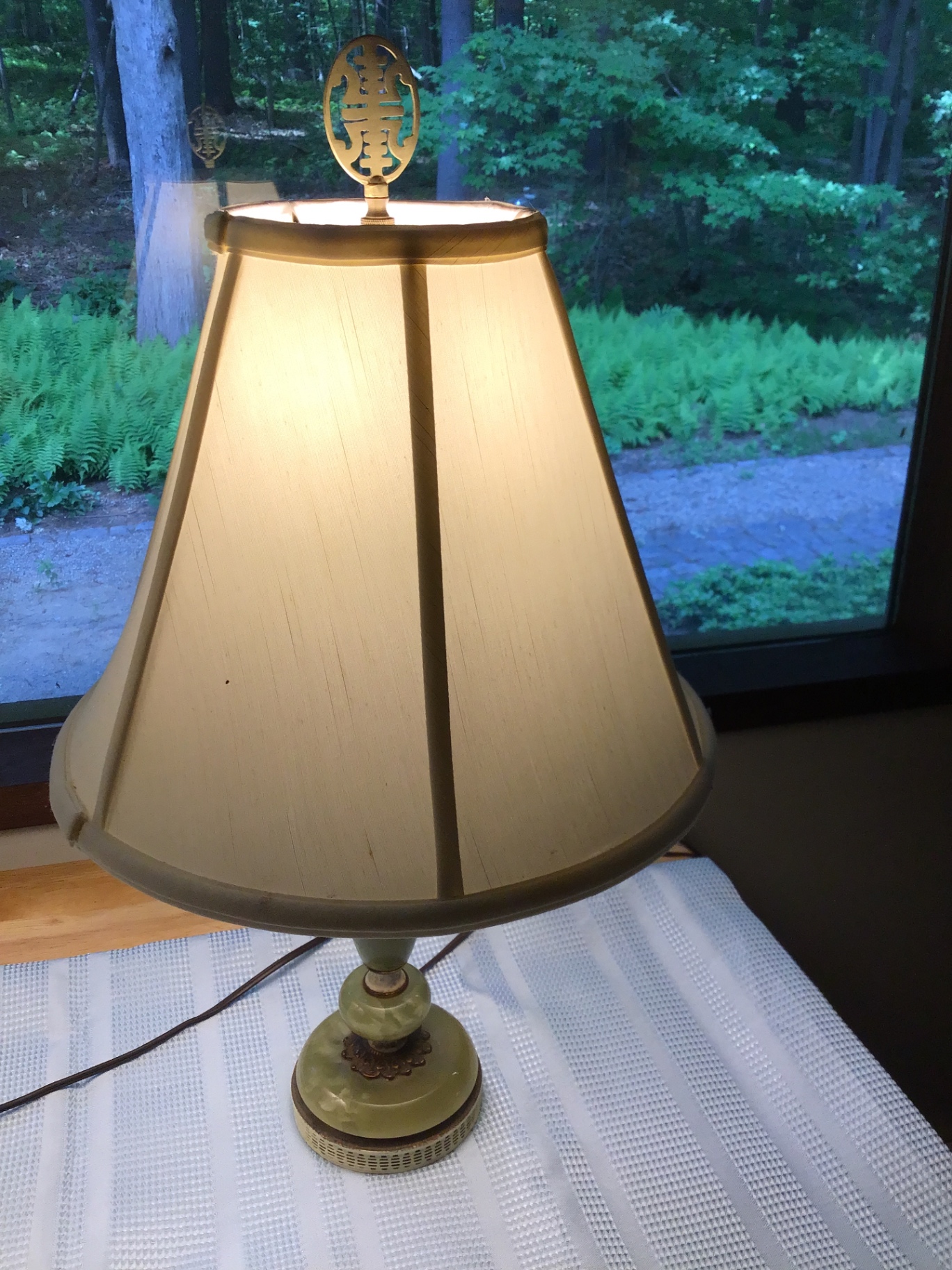 Pair of green marble-style table lamps - image 3 of 3