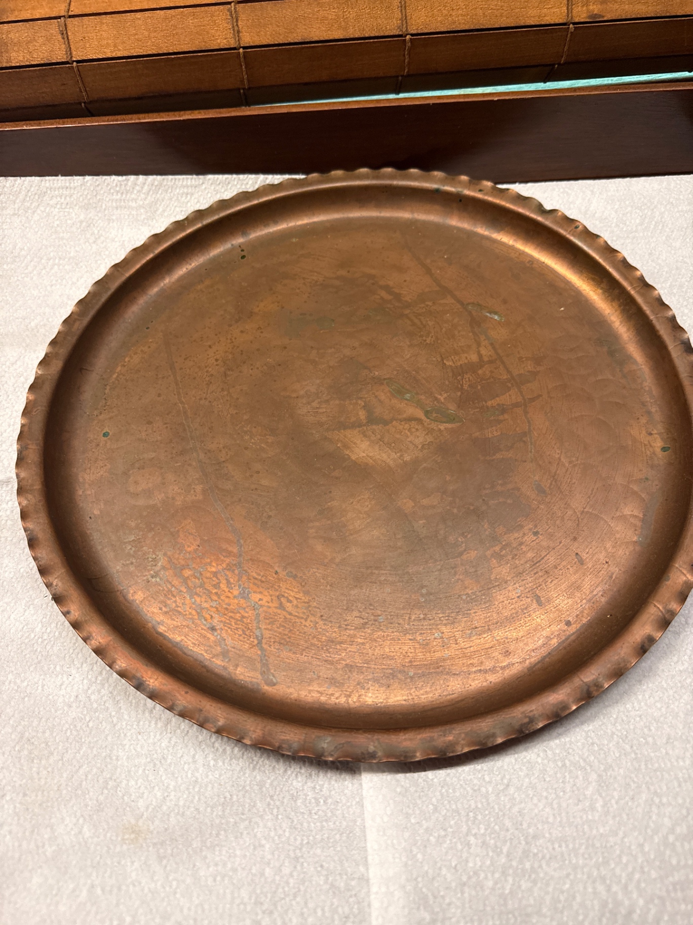 Copper teapot on hammered copper tray - image 2 of 5