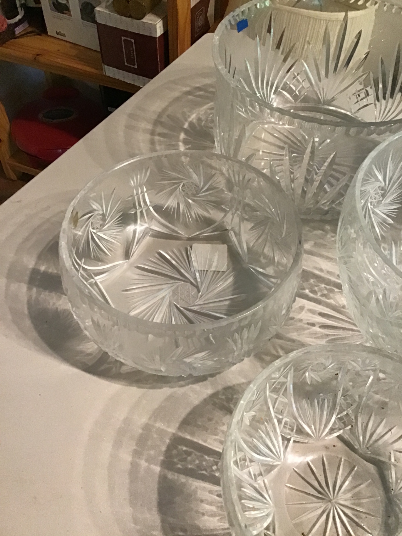 clear cut-glass bowls with starburst pattern - image 4 of 4