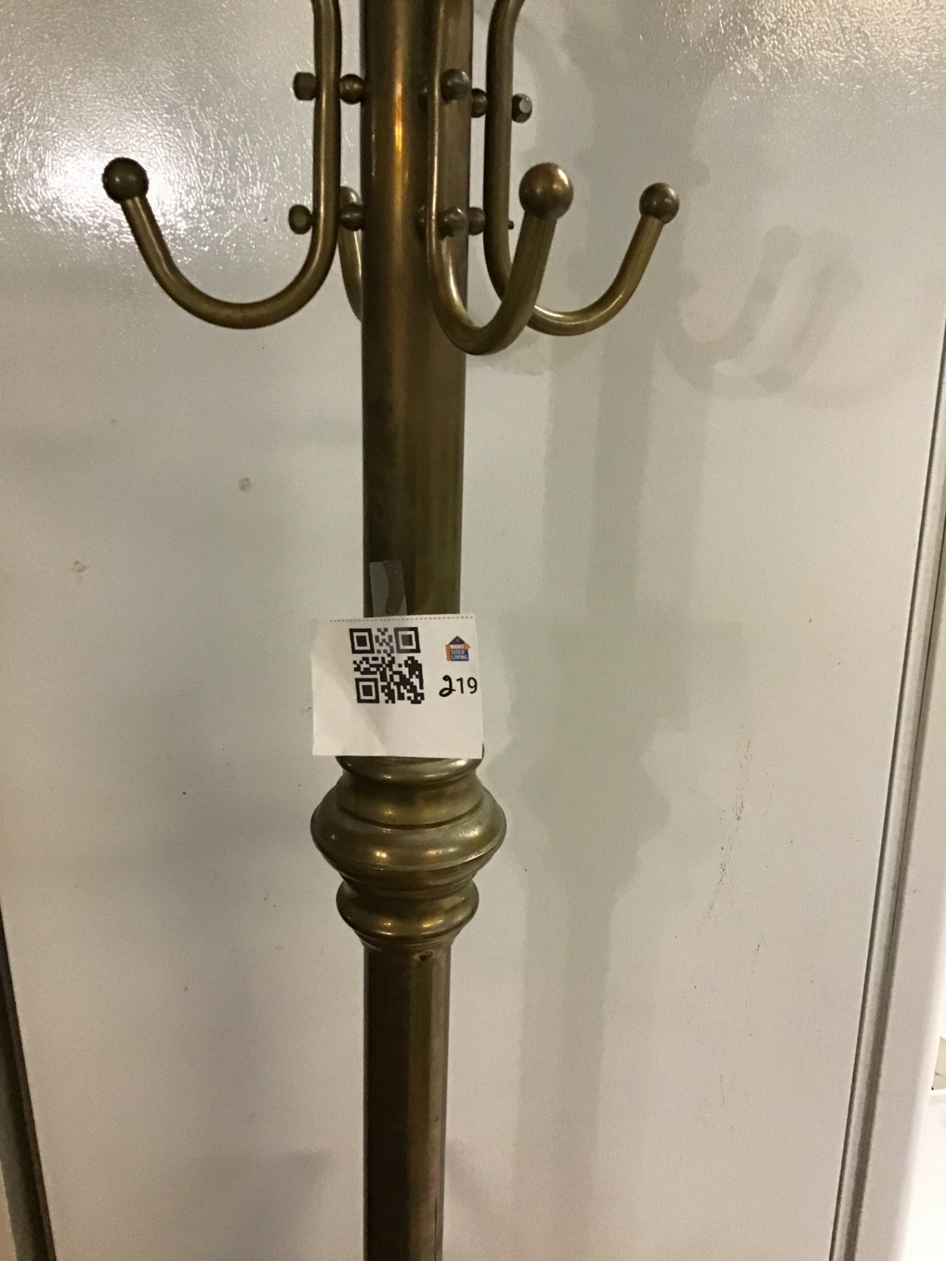 Brass freestanding coat rack with multiple hooks - image 1 of 3