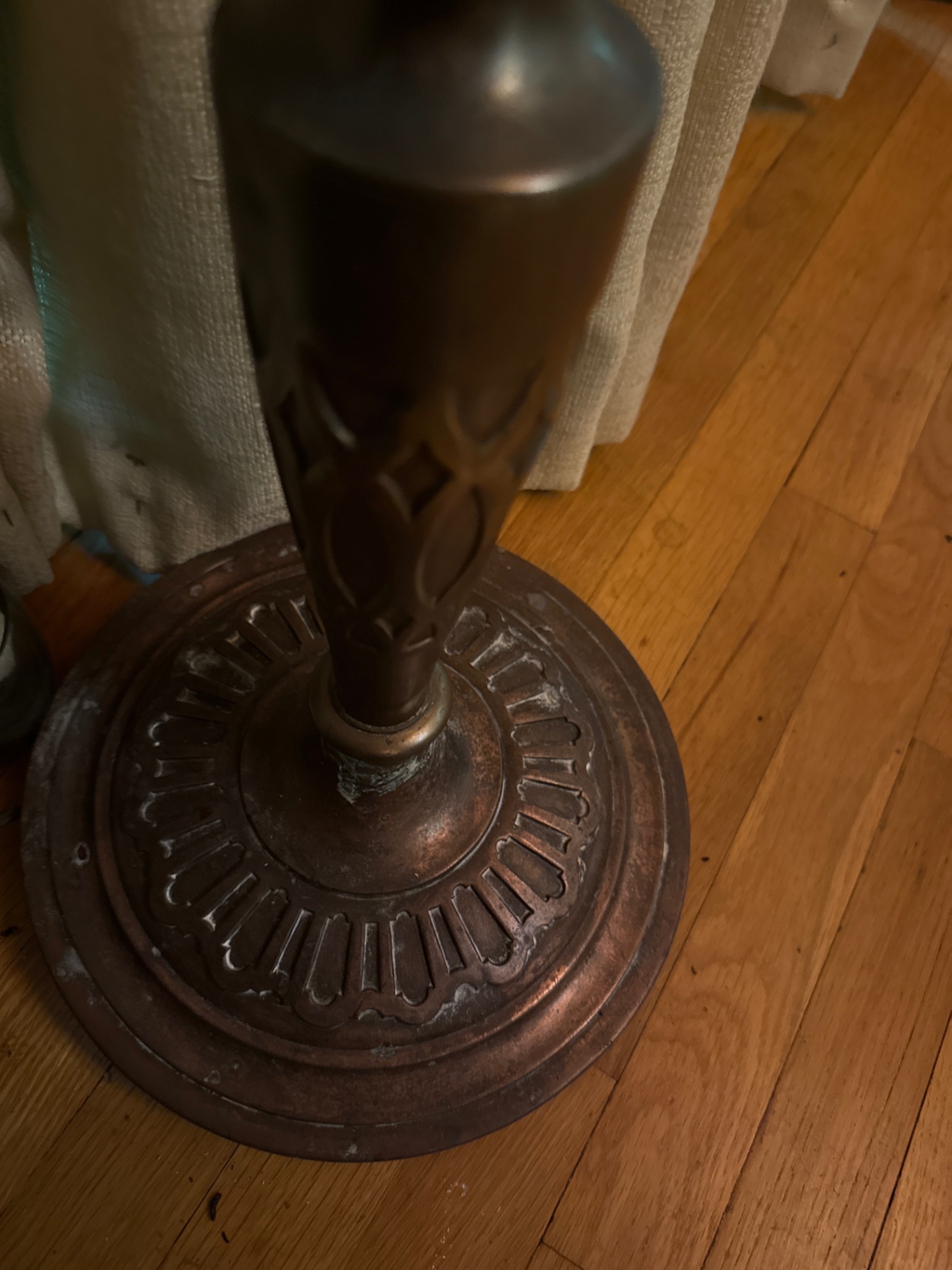 Bronze torchiere floor lamp with frosted glass shade - image 4 of 4