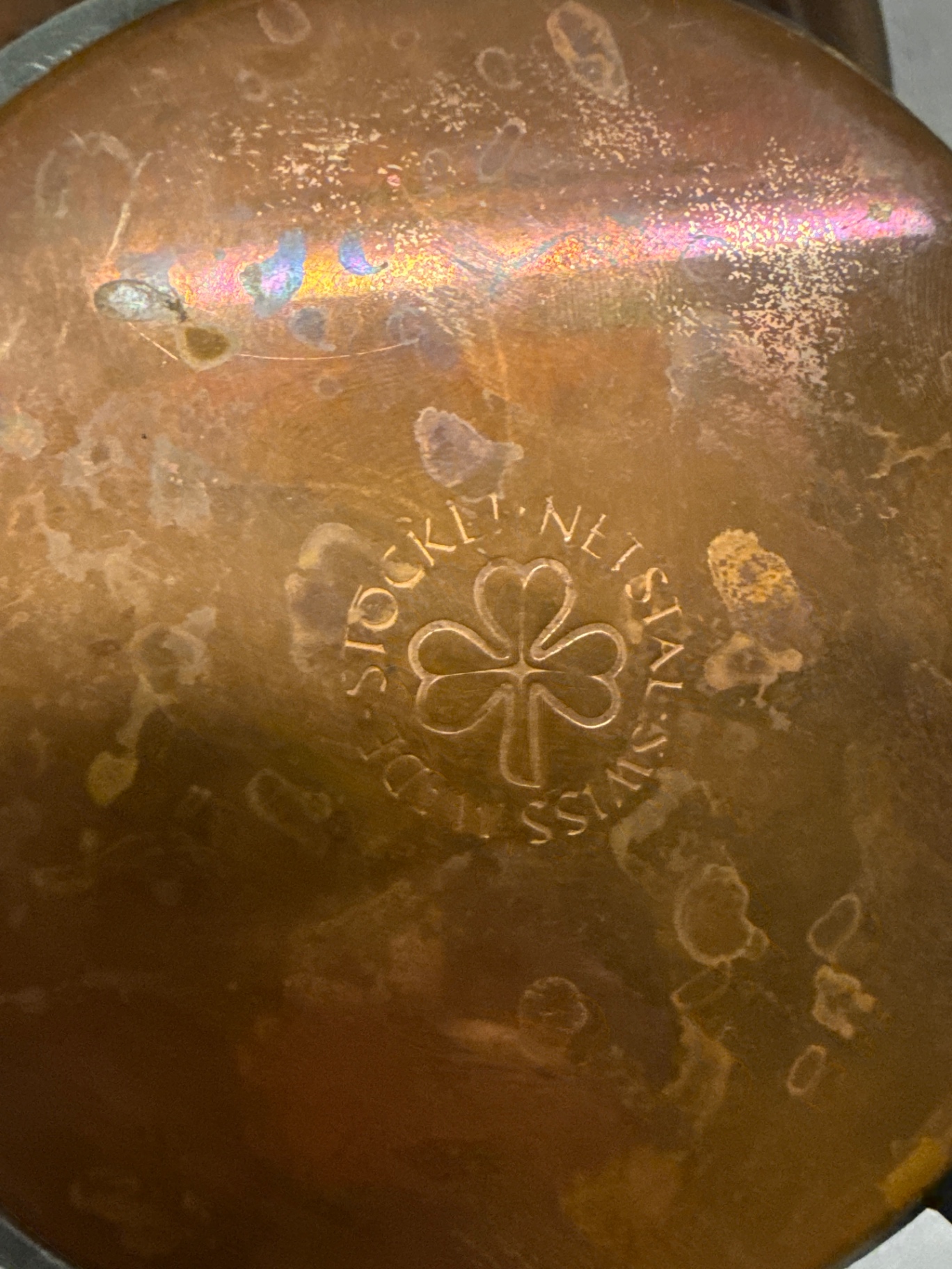 Hammered copper kettle with lid on vintage warming stand - image 5 of 5