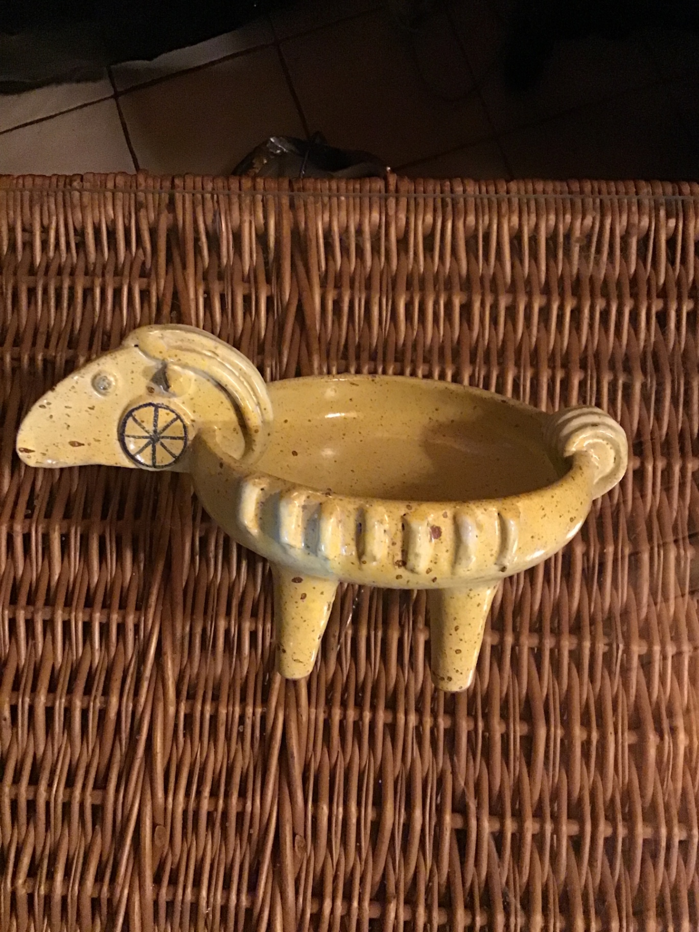 Yellow ceramic sheep-shaped bowl - image 1 of 3