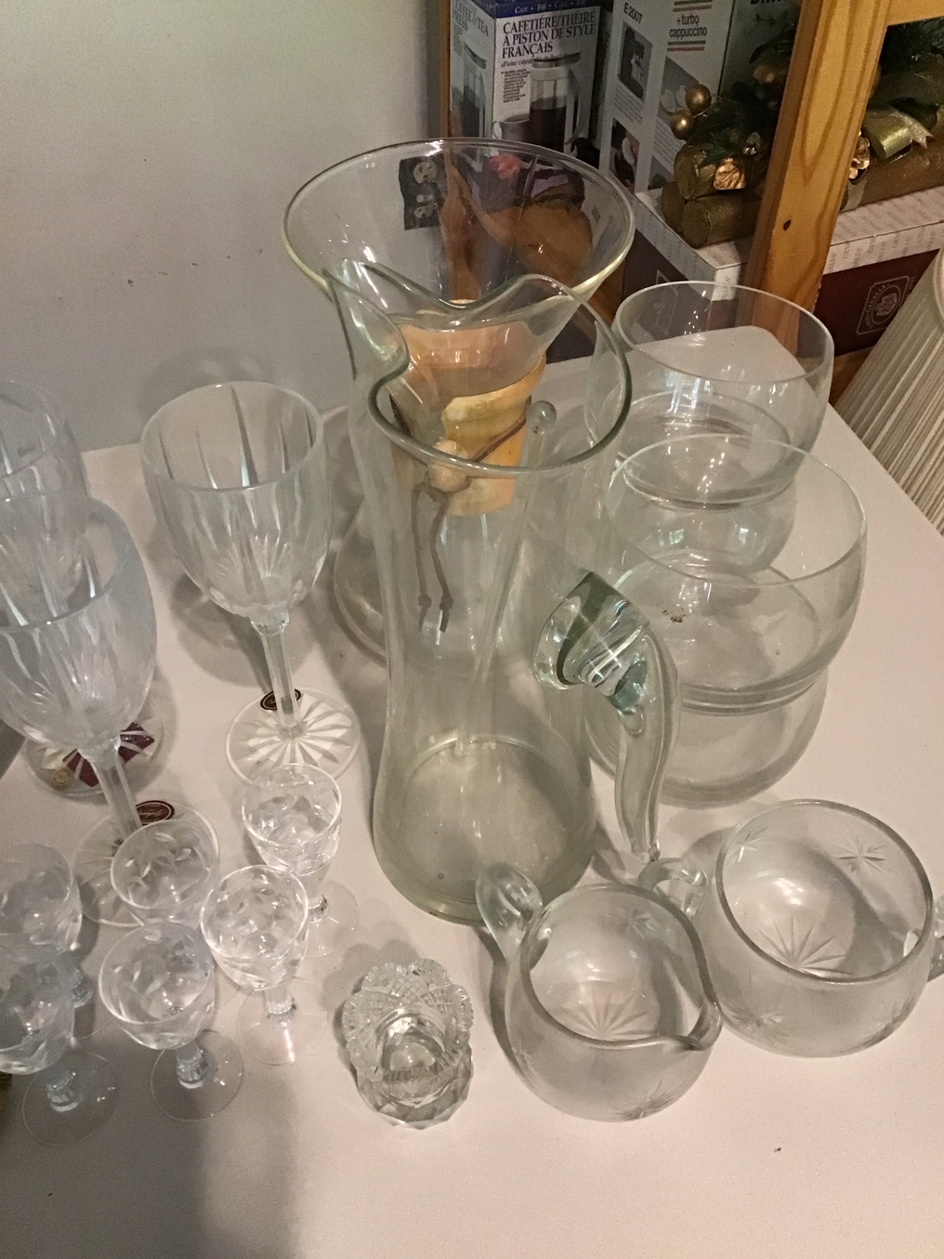 Assorted Clear Glassware: Wine Glasses, Goblets, Tumblers, and Pitcher - image 2 of 2