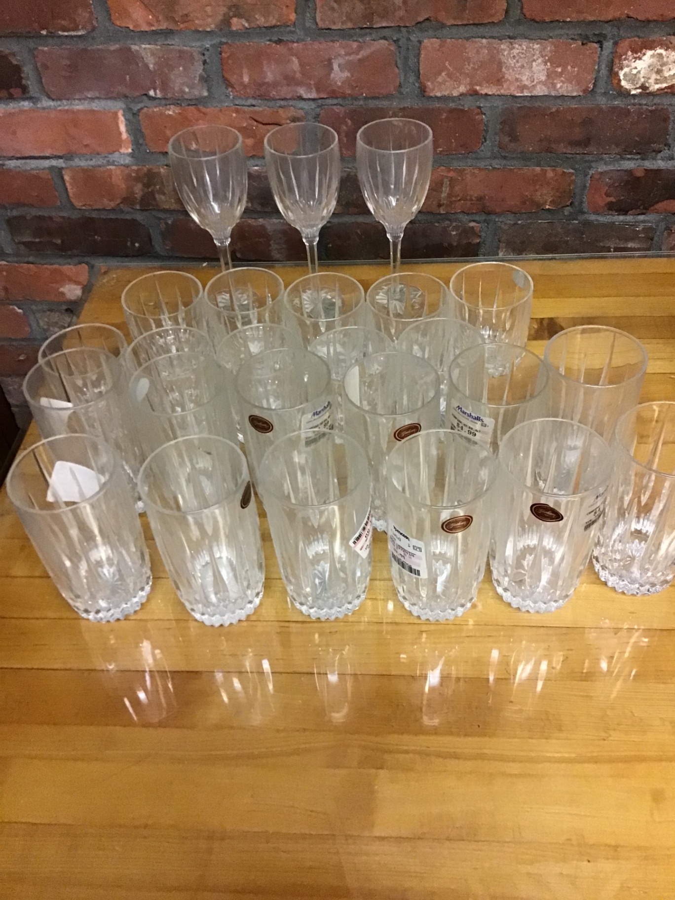 Crystal glassware: wine glasses and patterned tumblers - image 1 of 2