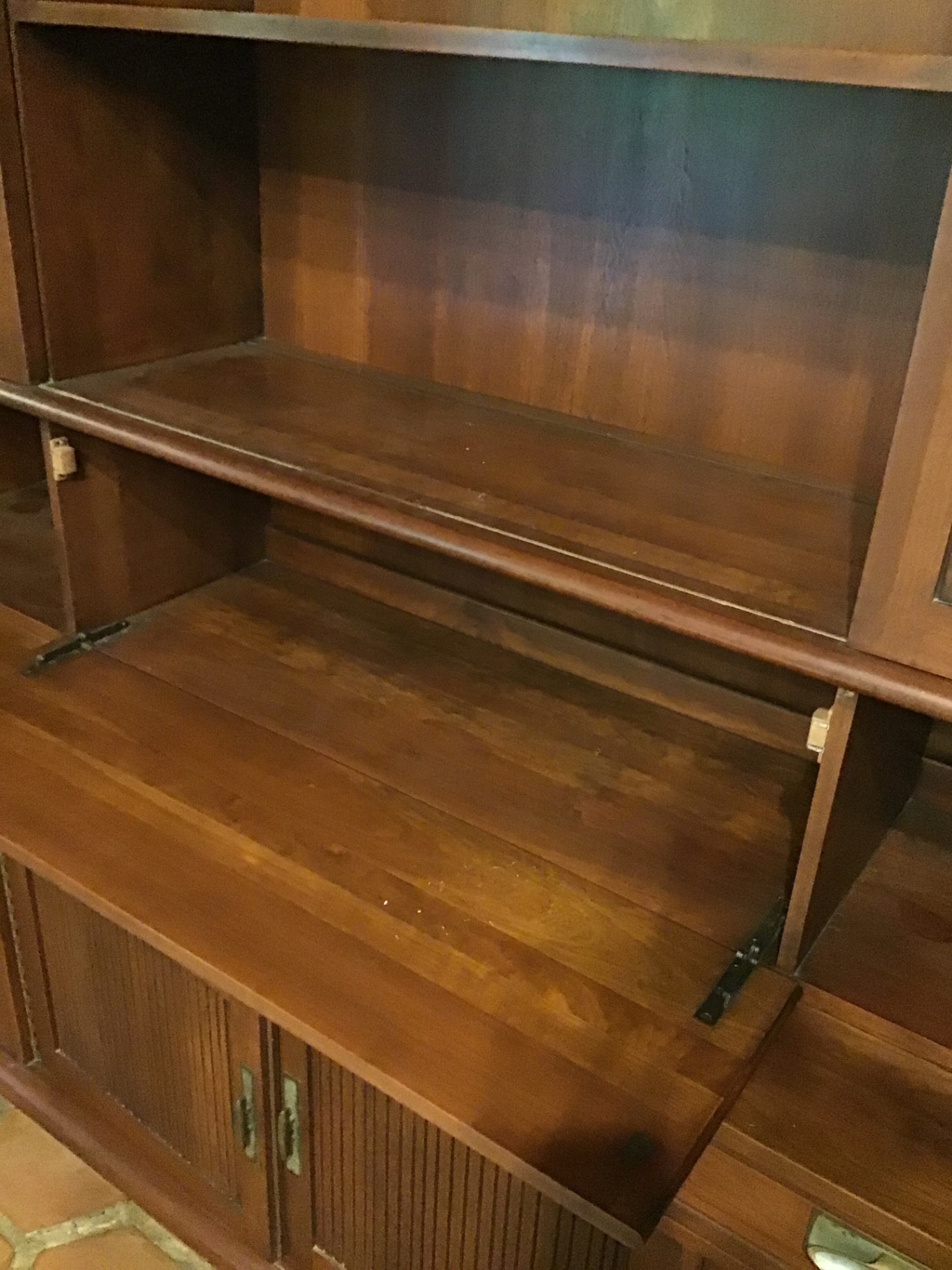 Wooden hutch cabinet with shelves and drawers 68x75x19 - image 3 of 4