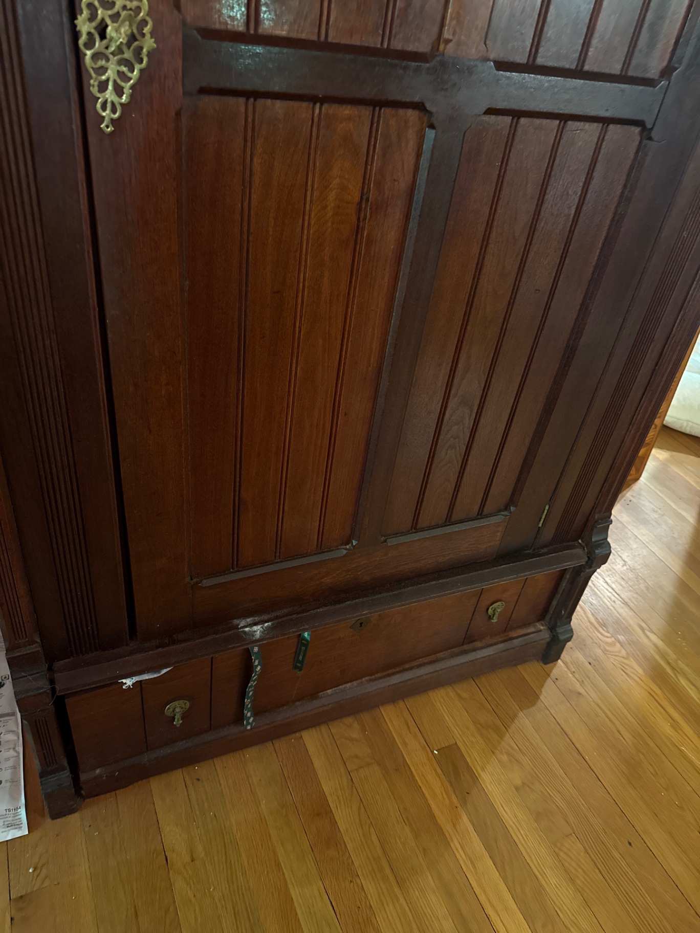 Antique wooden armoire with dishware storage - image 4 of 5