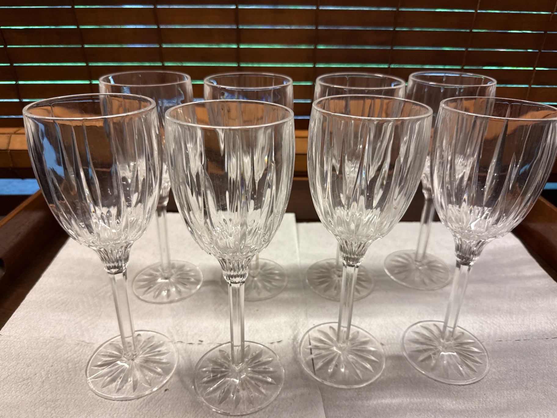 Eight crystal-cut wine glasses - image 2 of 2
