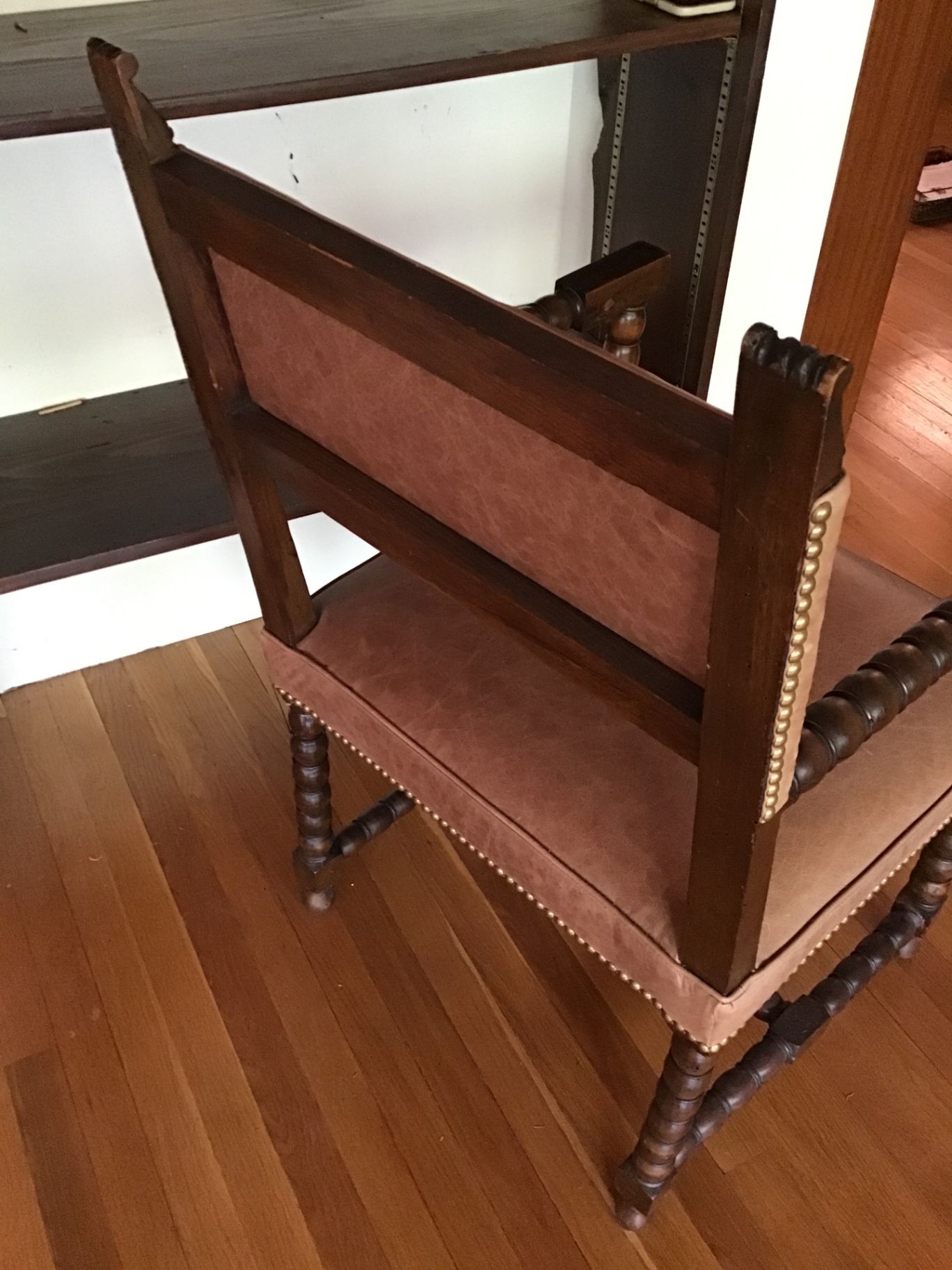 Vintage leather-armchair with dark wood minimum bid $500 - image 3 of 3