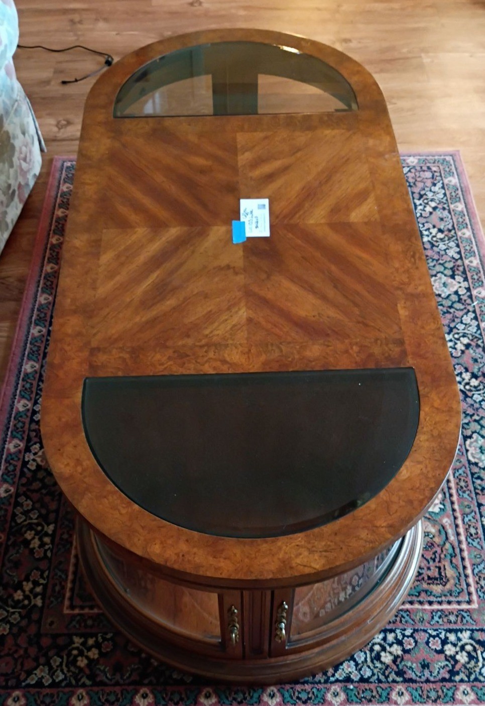 Wood Coffee Table with Glass Insets and Cabinet Storage - image 5 of 6