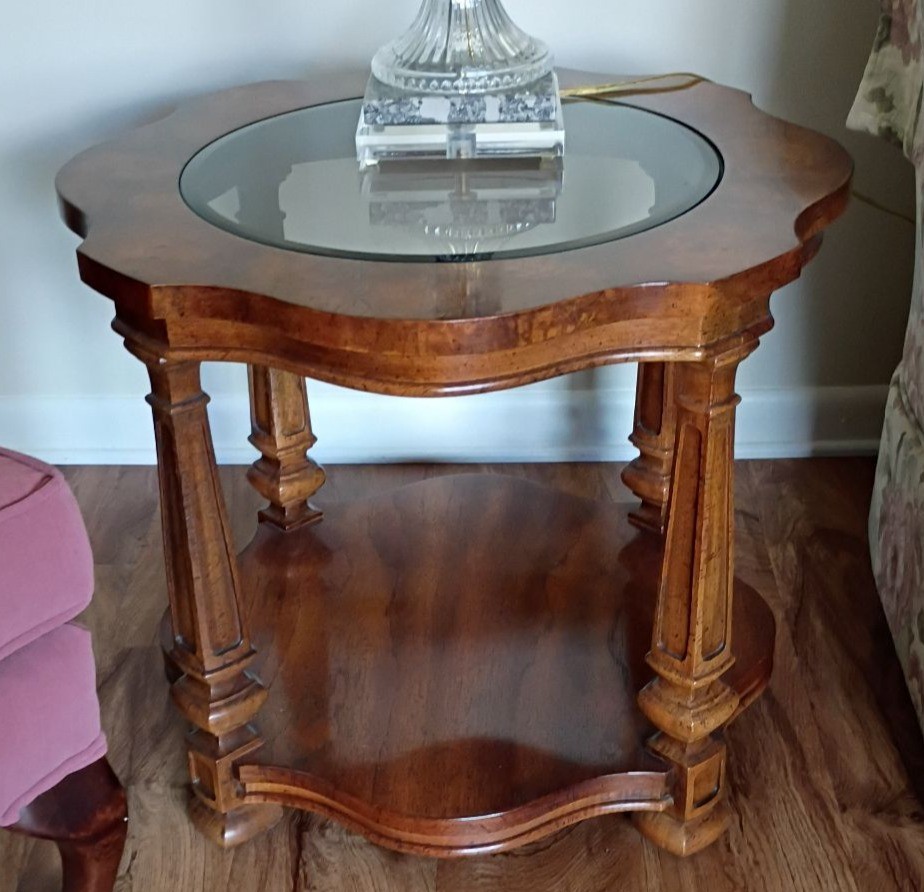 2 Wood Side Table with Glass Insert Top - image 7 of 7