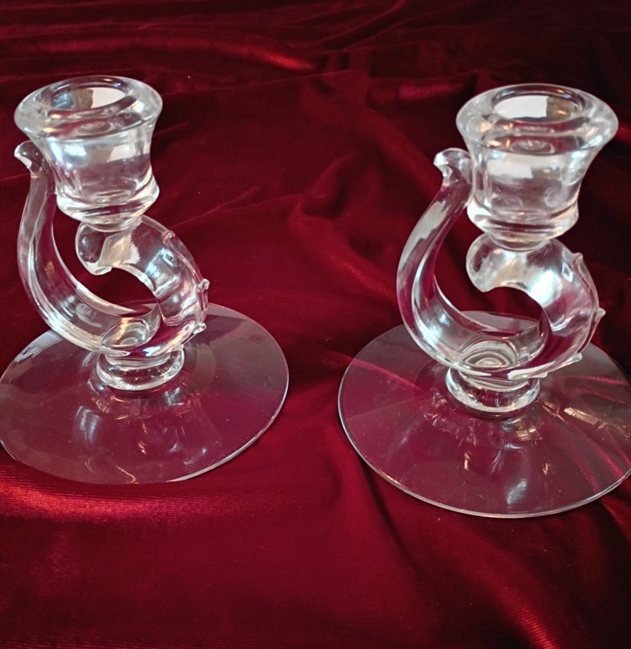 Glass Candlesticks with Sugar Bowl and Creamer - image 1 of 3