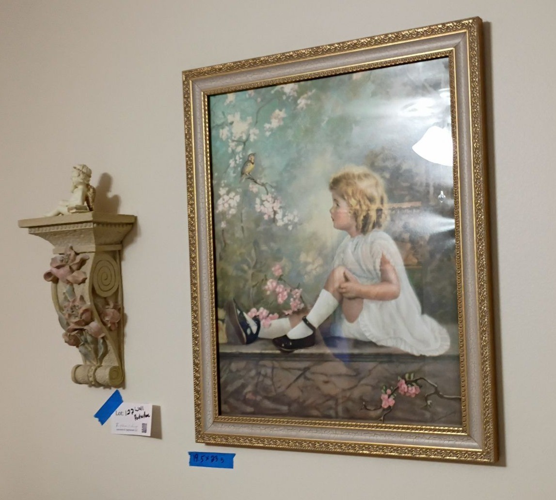 Framed Portrait Print of Young Girl with Bird - image 1 of 4