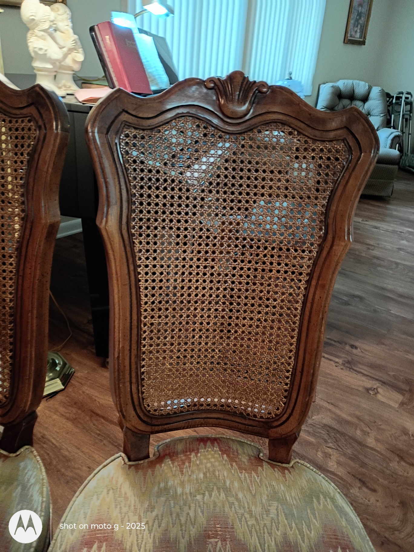 Wood Dining Table and Six Cane-Back Chairs - image 6 of 15