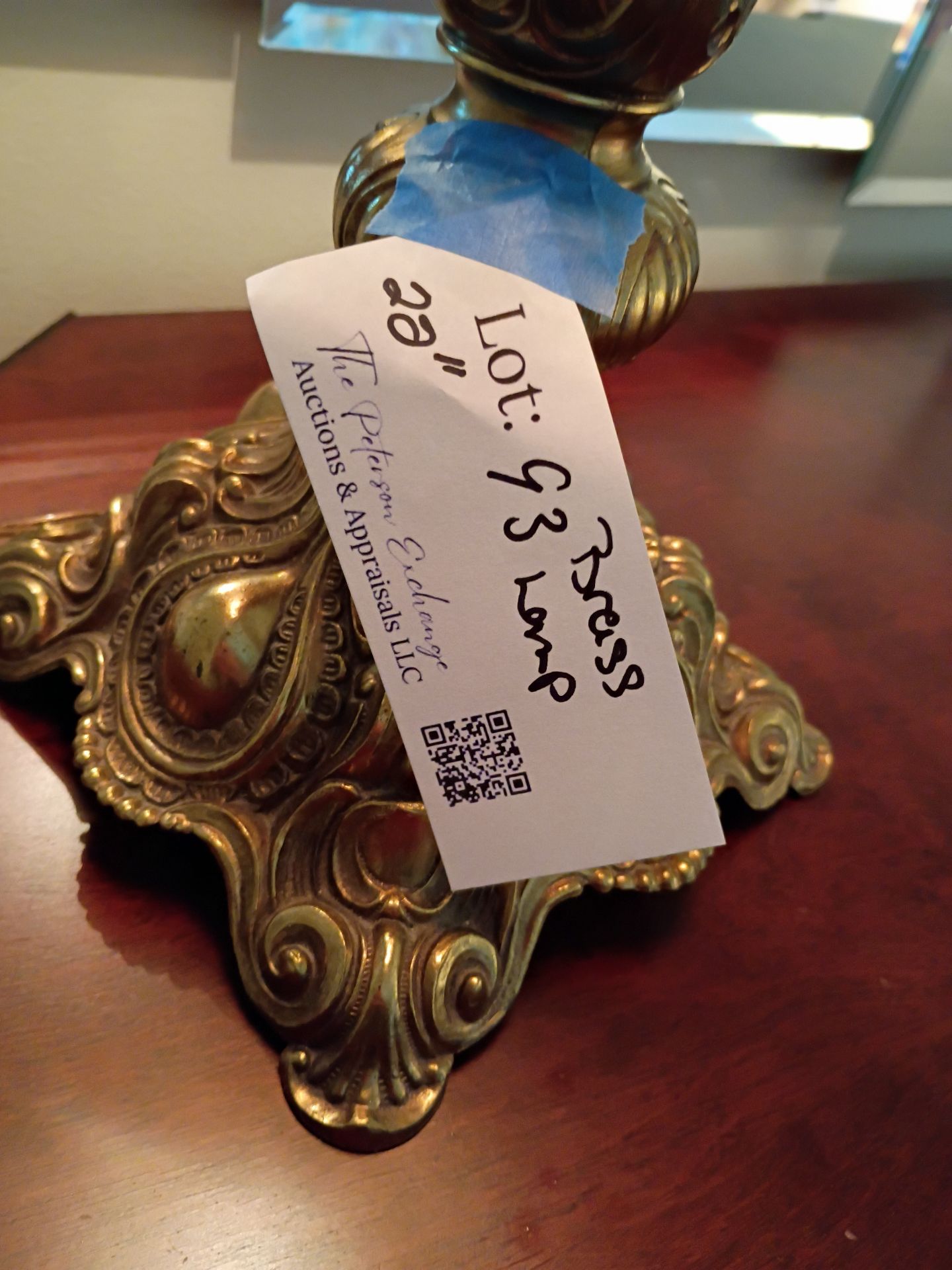 Ornate Brass Table Lamp with Crystal Beaded Shade - image 6 of 6