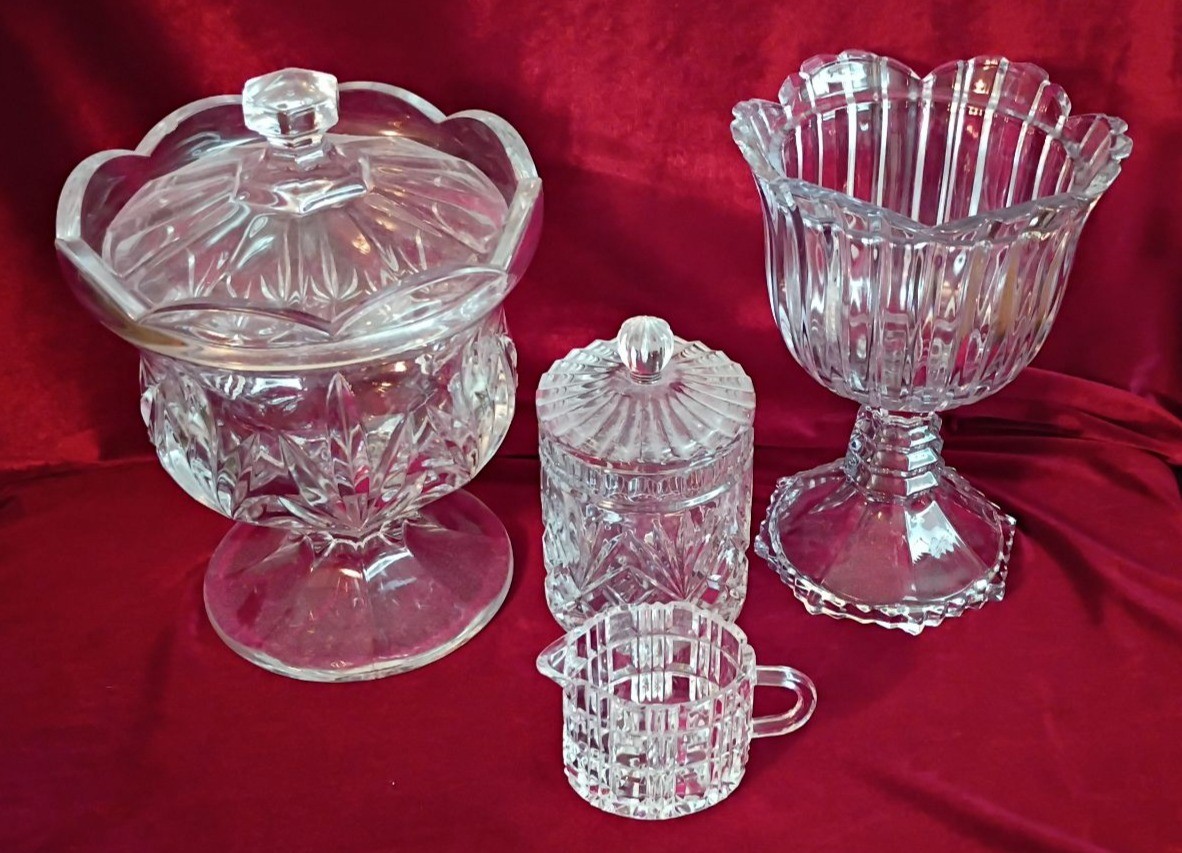 Assorted Cut Glass Decorative Containers and Vase - image 1 of 5