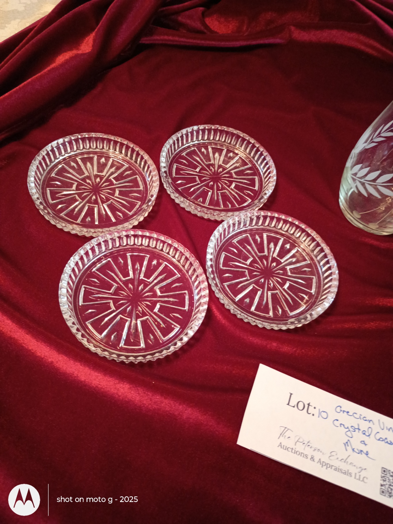 Set of 10 Crystal Coasters and Glass Vase - image 3 of 5