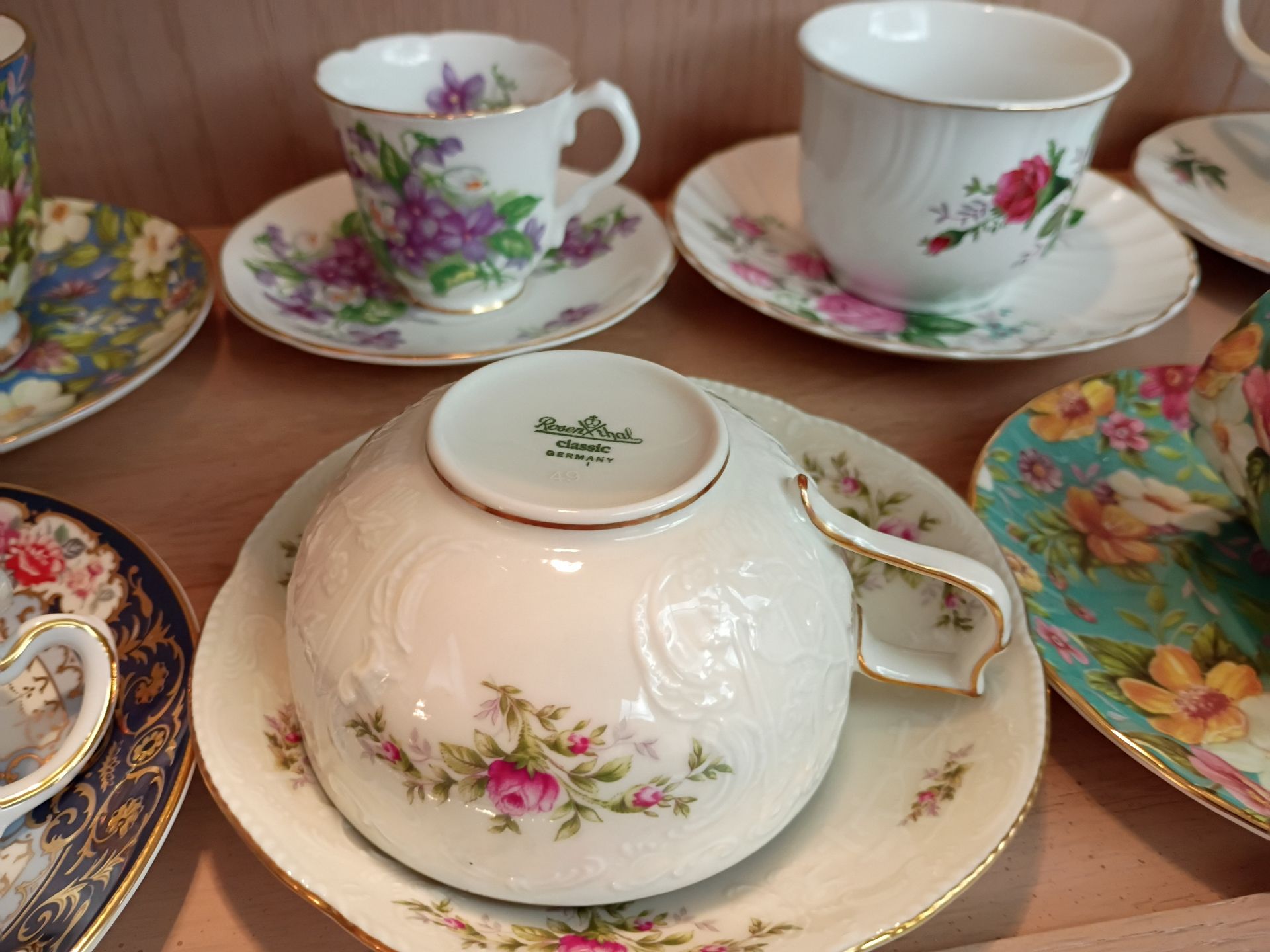 Floral Porcelain Tea Set and Assorted Teacups with Saucers - image 4 of 7