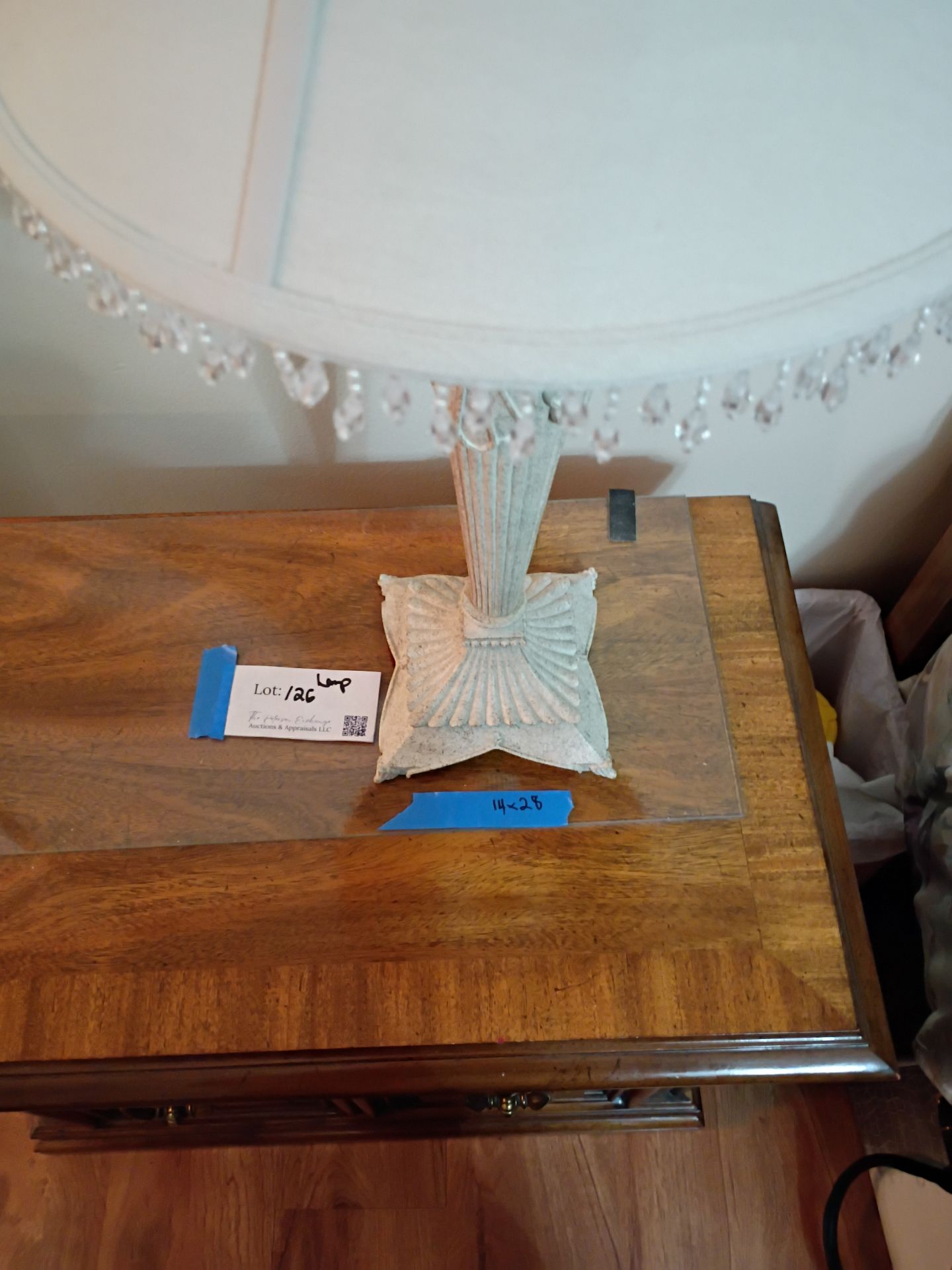 Decorative Table Lamp with Fabric Shade and Crystal Trim - image 4 of 5