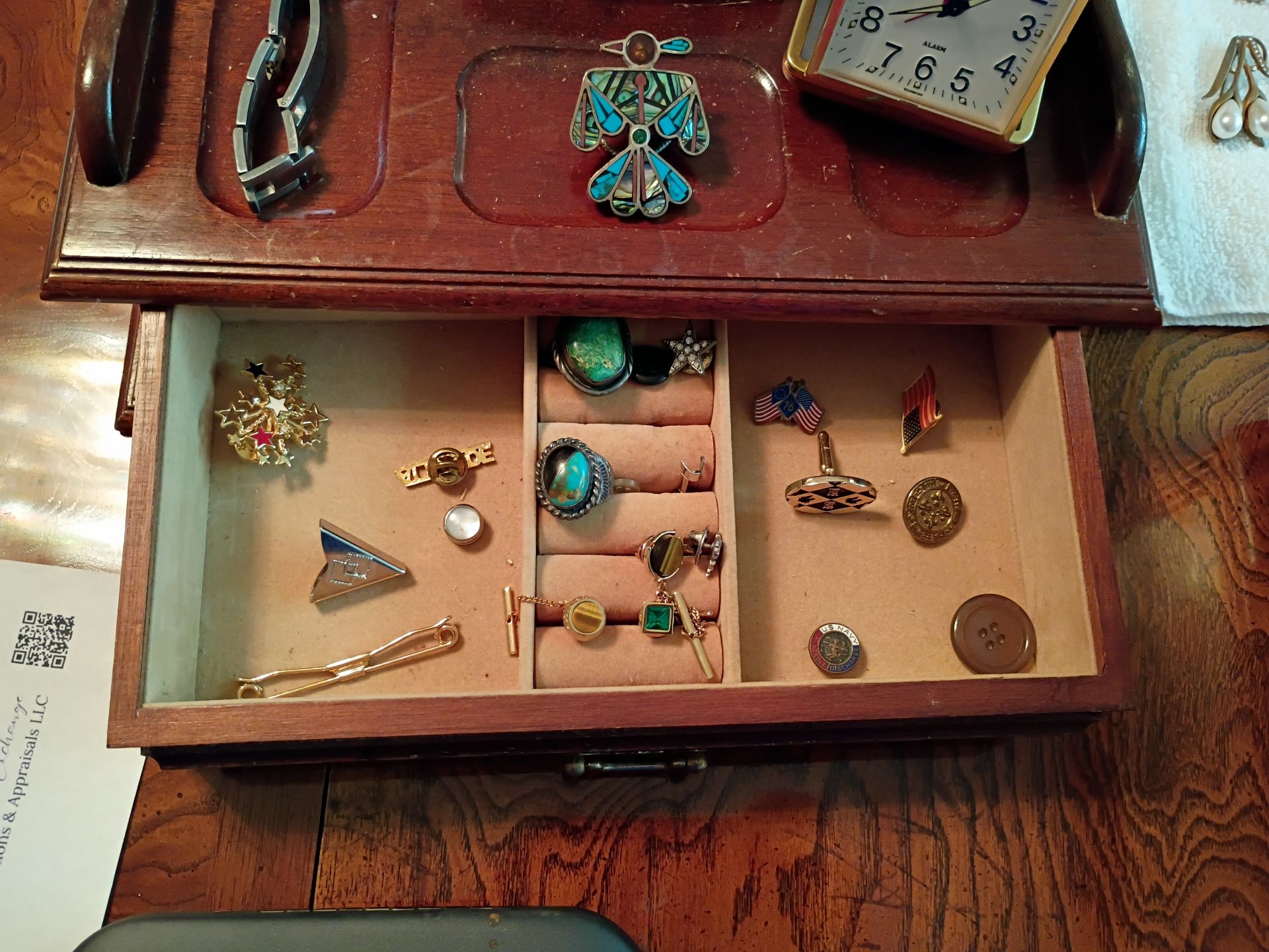 Eyeglasses, Jewelry Box, Clock, and Assorted Costume Jewelry - image 4 of 6