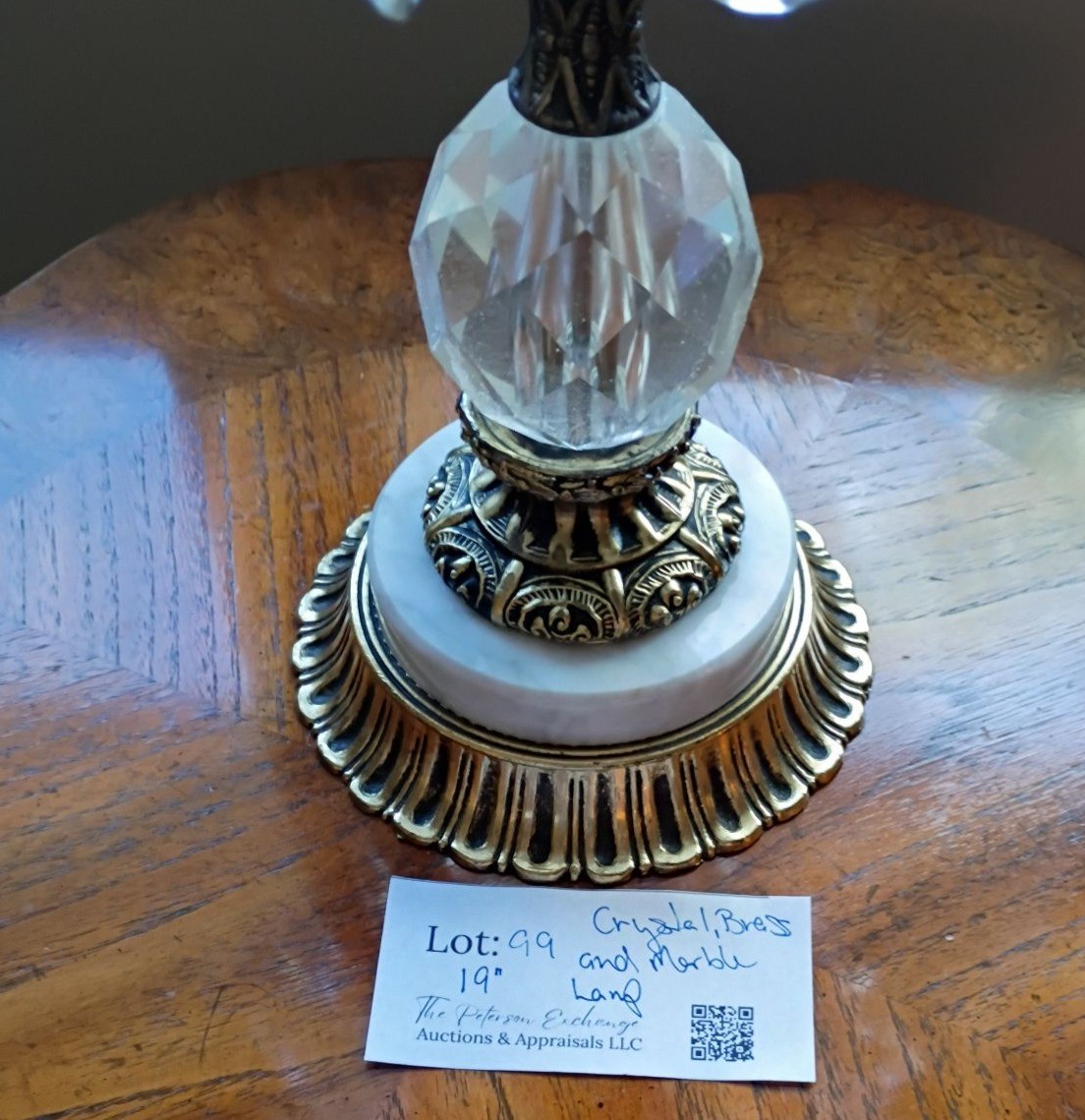 Crystal and Marble Table Lamp with Hanging Prisms - image 4 of 4