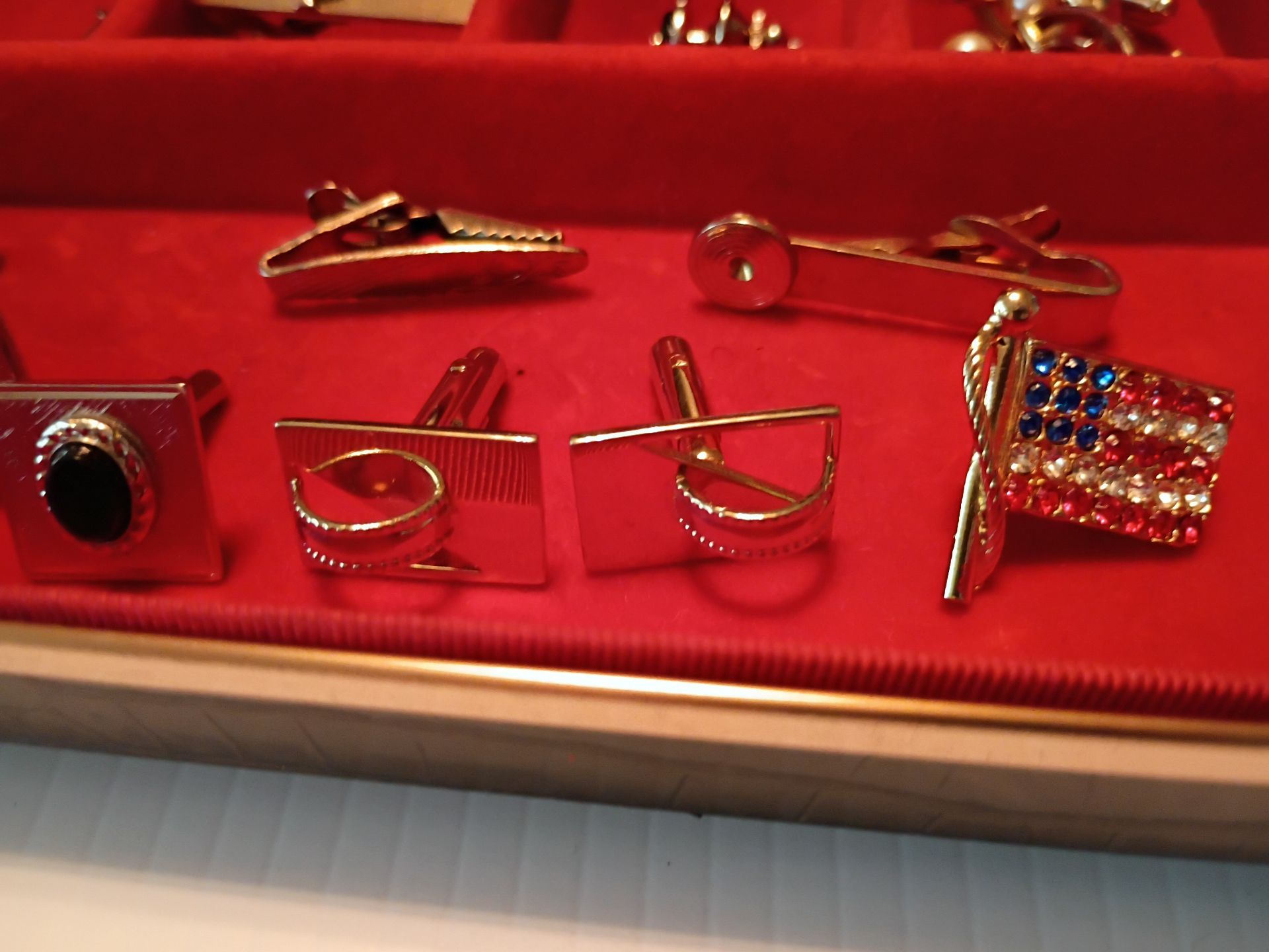 Assorted Cufflinks and Tie Clips in Display Case - image 5 of 8