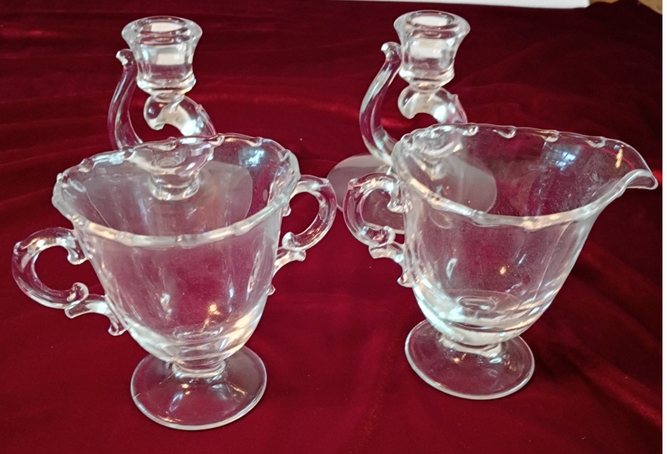 Glass Candlesticks with Sugar Bowl and Creamer - image 3 of 3