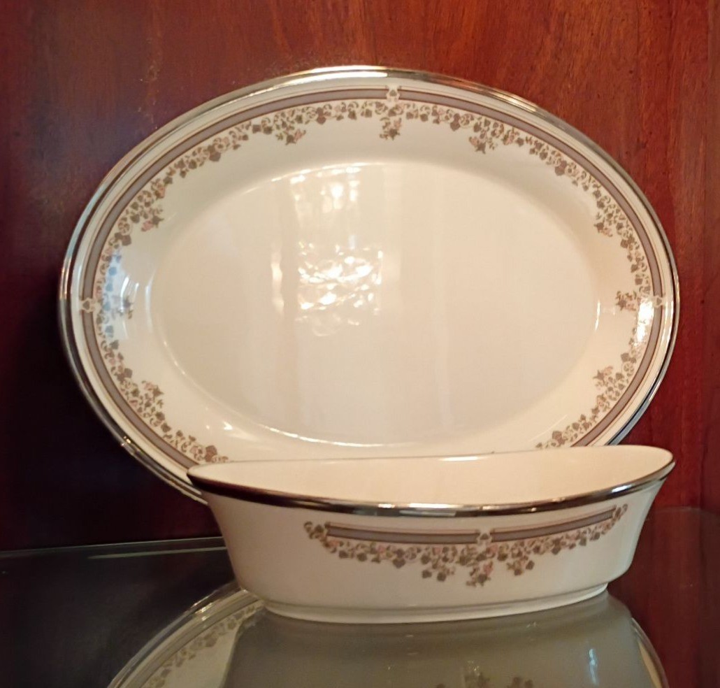 Lenox Lace Point Oval Serving Platter and Vegetable Bowl - image 1 of 5