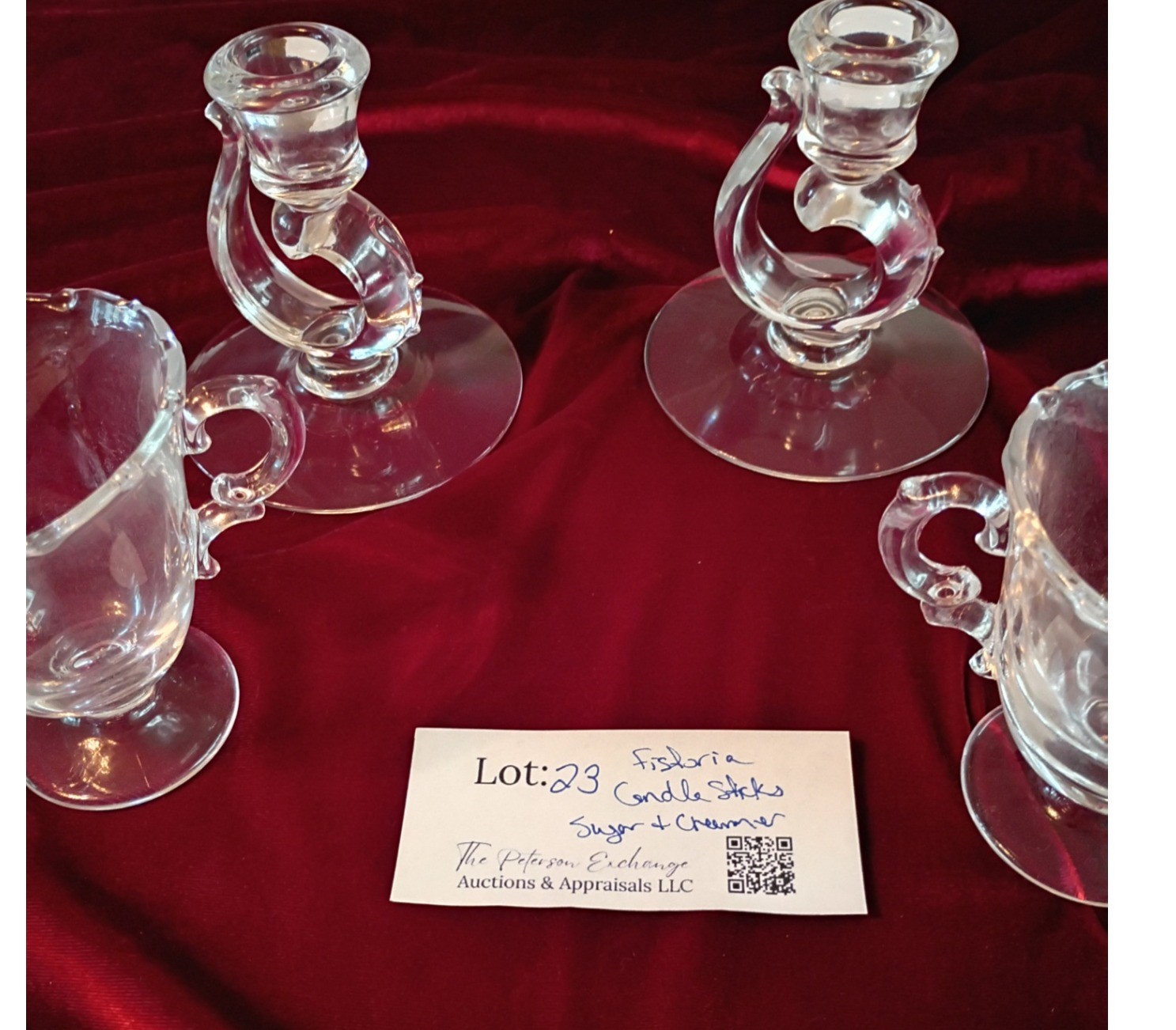 Glass Candlesticks with Sugar Bowl and Creamer - image 2 of 3