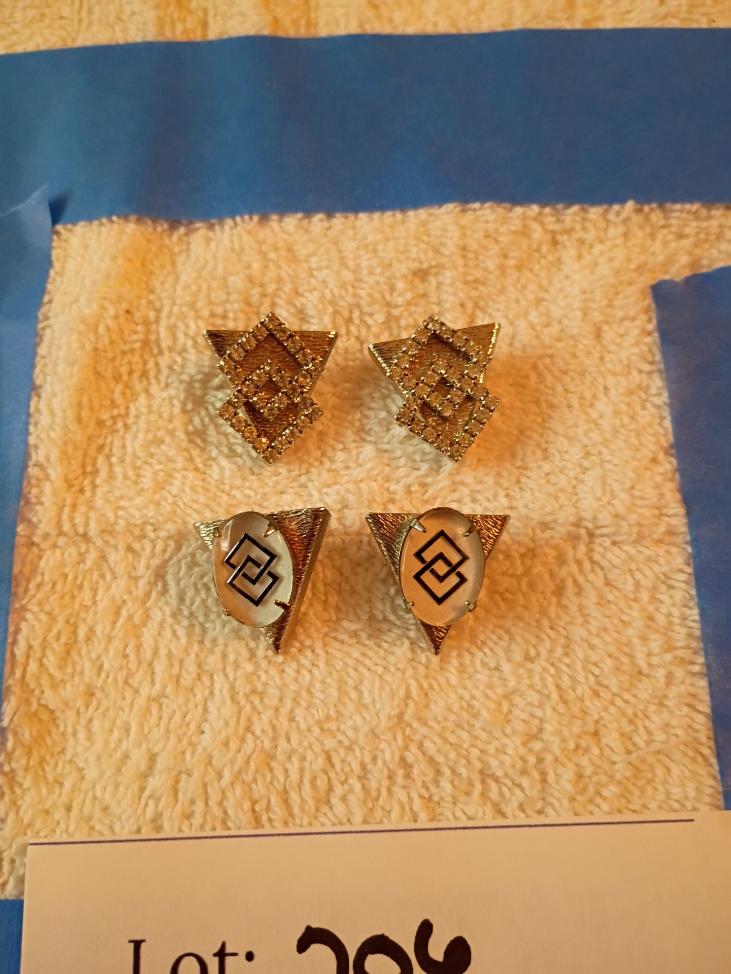 Two Pairs of Geometric Gold-Tone Clip-On Earrings - image 2 of 3