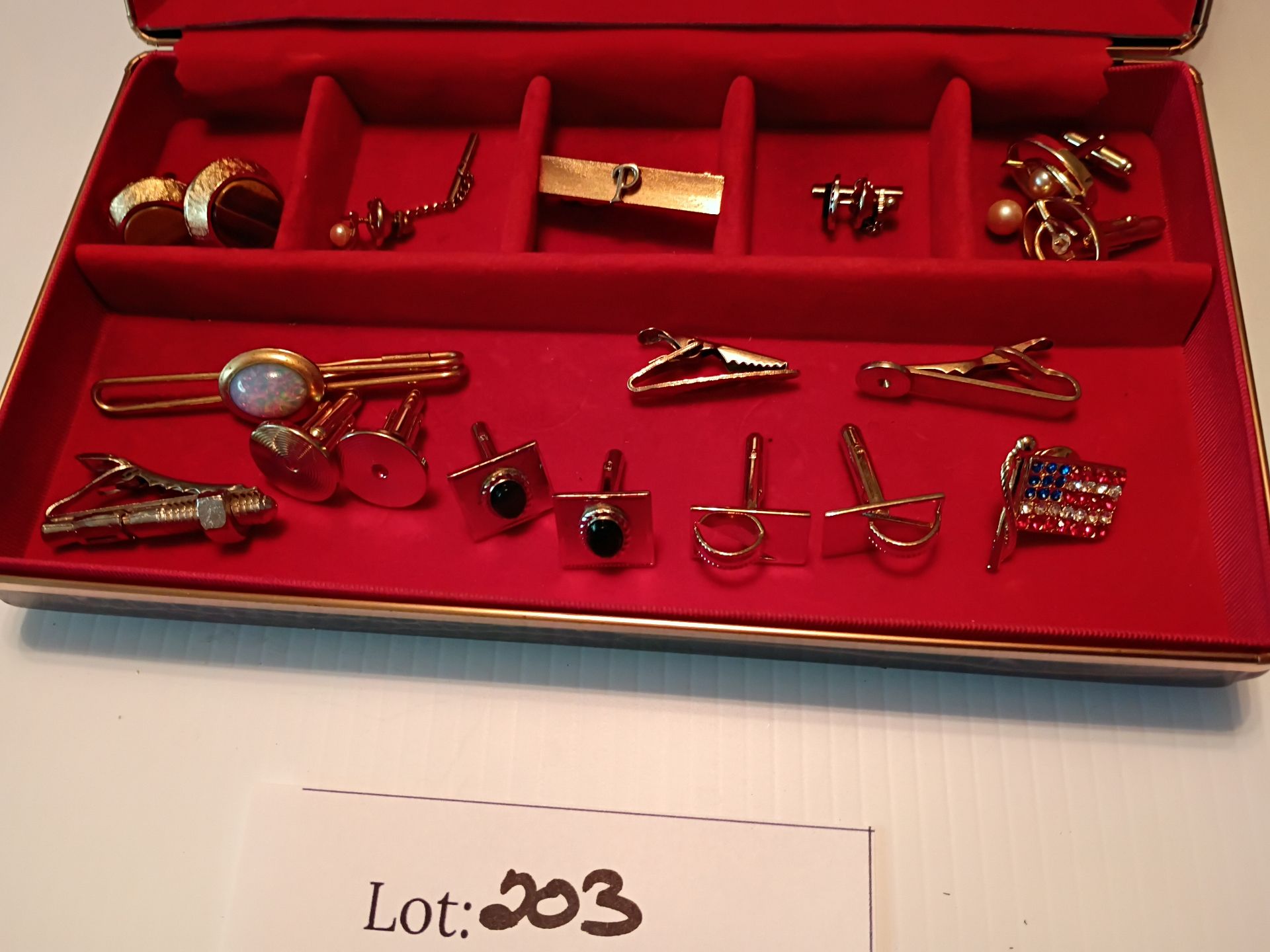 Assorted Cufflinks and Tie Clips in Display Case - image 2 of 8